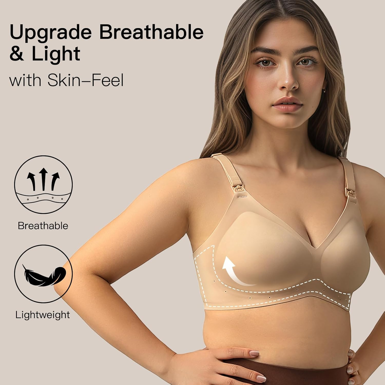 Nursing Bras for Breastfeeding Seamless Maternity Bra Wireless Pregnancy Sleep Bralette Natural Shape Support image number 6