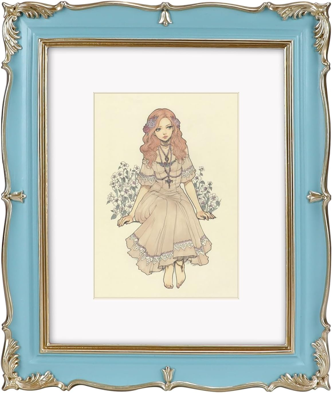 PHAREGE Vintage Picture Frame 8X10 Pink Gold, 8 by 10 Ornate Decorative Antique Frame with Mat for 5X7 Photo, Fancy Matted Frame for Desktop or Wall, Horizontal or Vertical