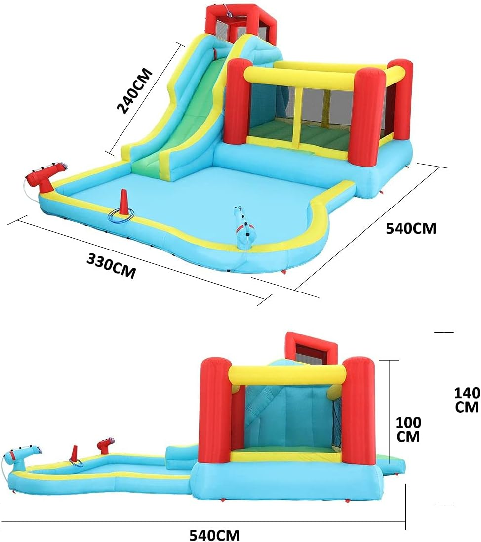 All in 1 Inflatable Water Park Water Slide Cannon Climbing Bouncer Castle Kids Play Toy image number 6