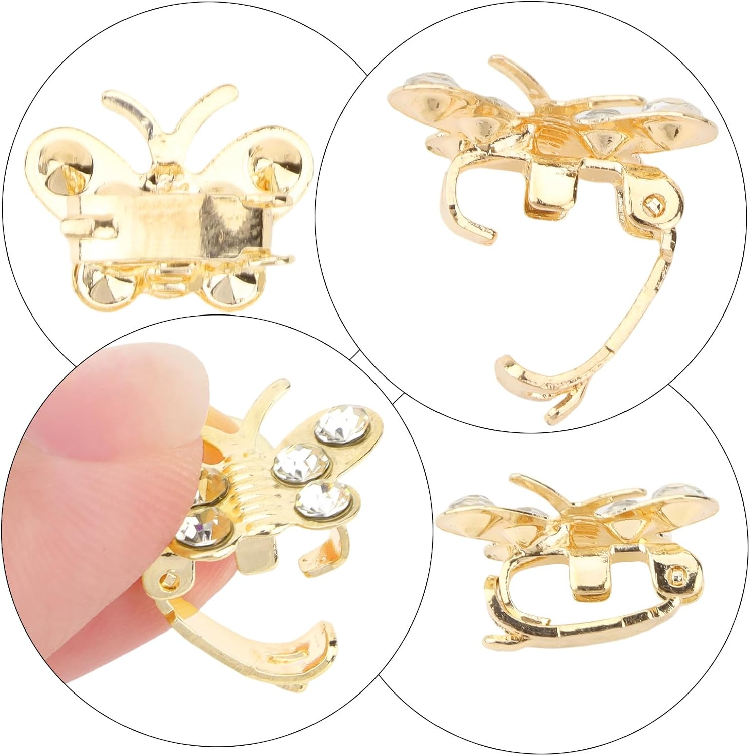 Bumlofa Glitter Butterfly Hair Clips: 20 Small Hair Clips for Girls Hair Clips - Ideal for Braids, Hairstyle Decor & Party, Elegant Hair Accessories with Rhinestones image number 4