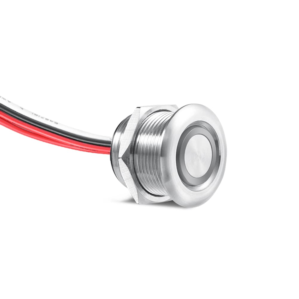 12V LED Light Dimmer, Stainless 12 Volt PWM Dimmer Switch 6A for Boat Campervan Caravan Car Lighting, Push Switch for DC 12V Dimmable LED Lamp Strip Light, Recessed Mount Hole 19Mm image number 1