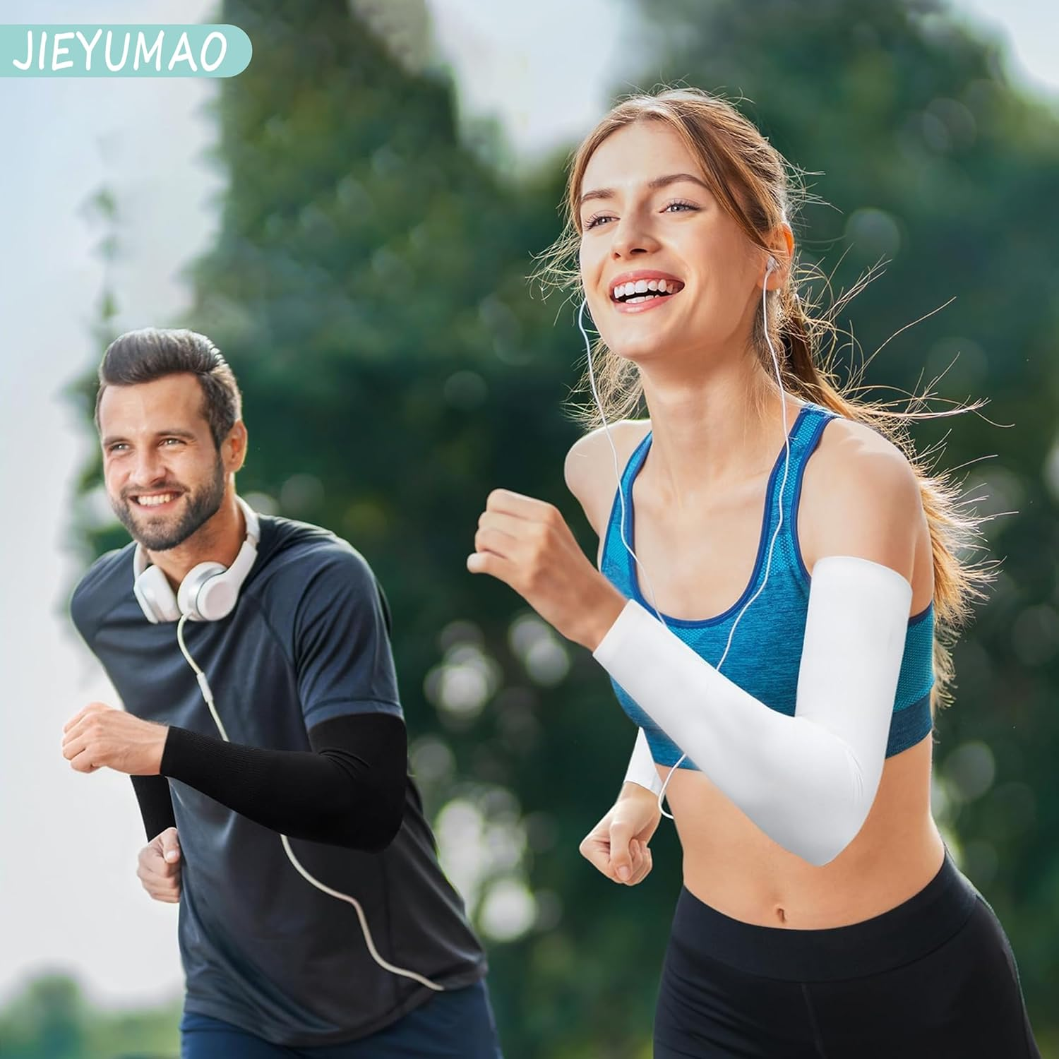 JIEYUMAO Cooling Arm Sleeves, 8 Pairs UV Protection Cooling Arm Sleeves, 8 Styles UV Protection Arm Warmers for Women Men, Sun Protection Compression Arm Sleeves for Cycling Fishing image number 6