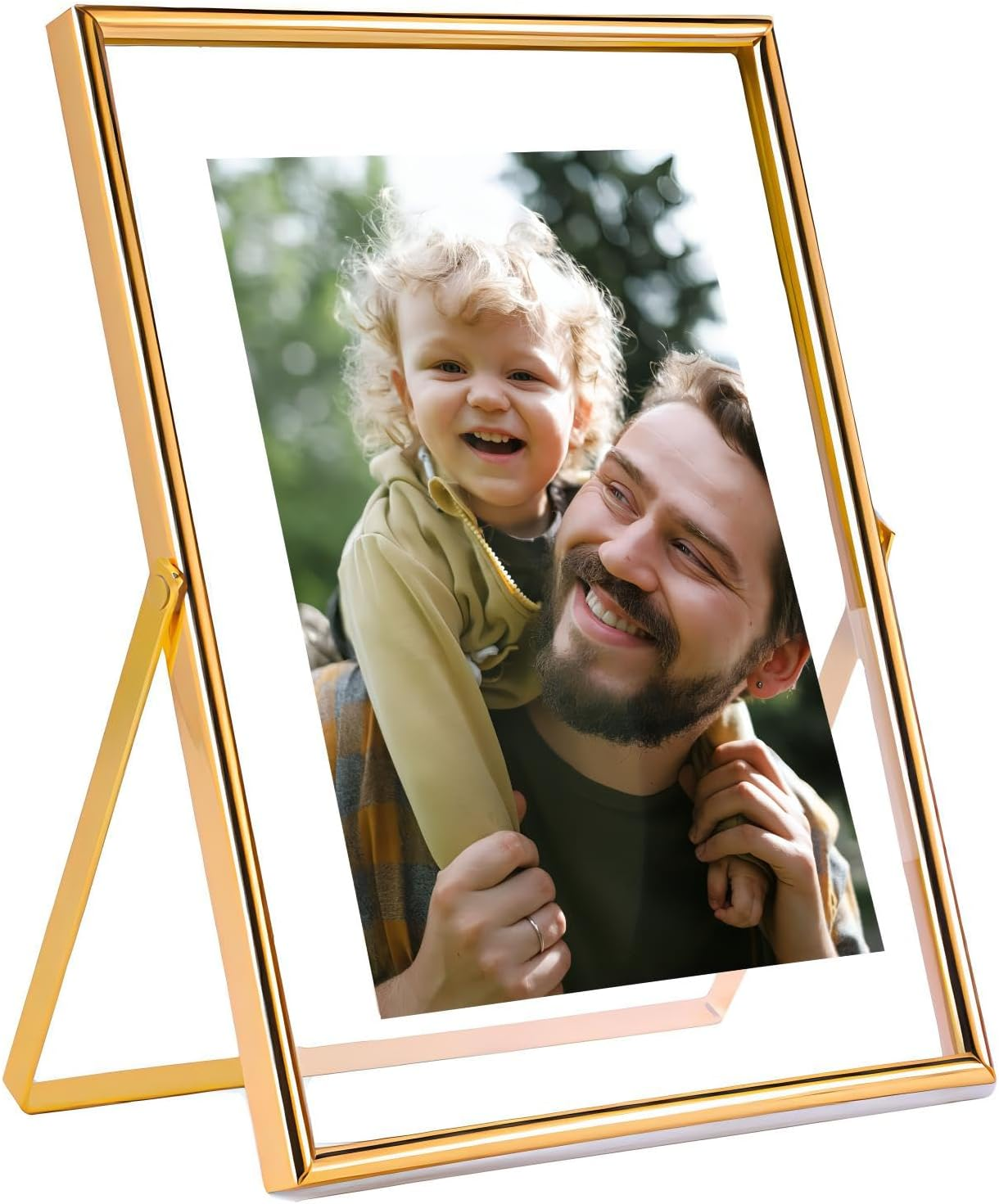 10 Inch Tabletop Metal & Glass Photo Frame - Exclusively for Desktop Display, Fits 8X10" Photos (&le;20.3X25.4Cm), Perfect for Family, Couples, Pets & Multi-Generational Memories (Gold) image number 5