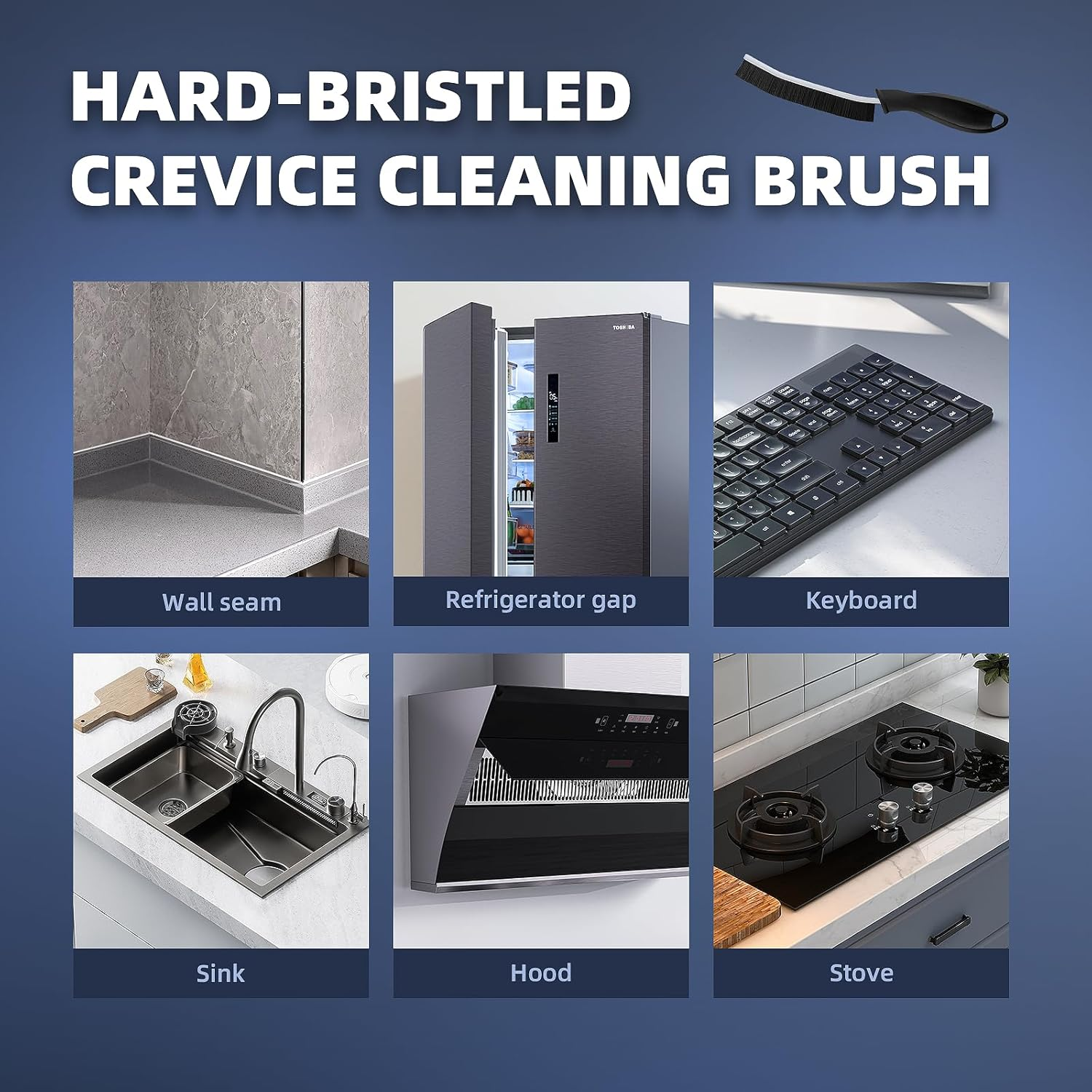 Cleangor Crevice Cleaning Brushes, Cleaner Scrub Brush Tool for Hard to Reach Tight Space, Home Essentials, Cleaning Supplies for Shower, Bathroom, Kitchen, Toilet, Window