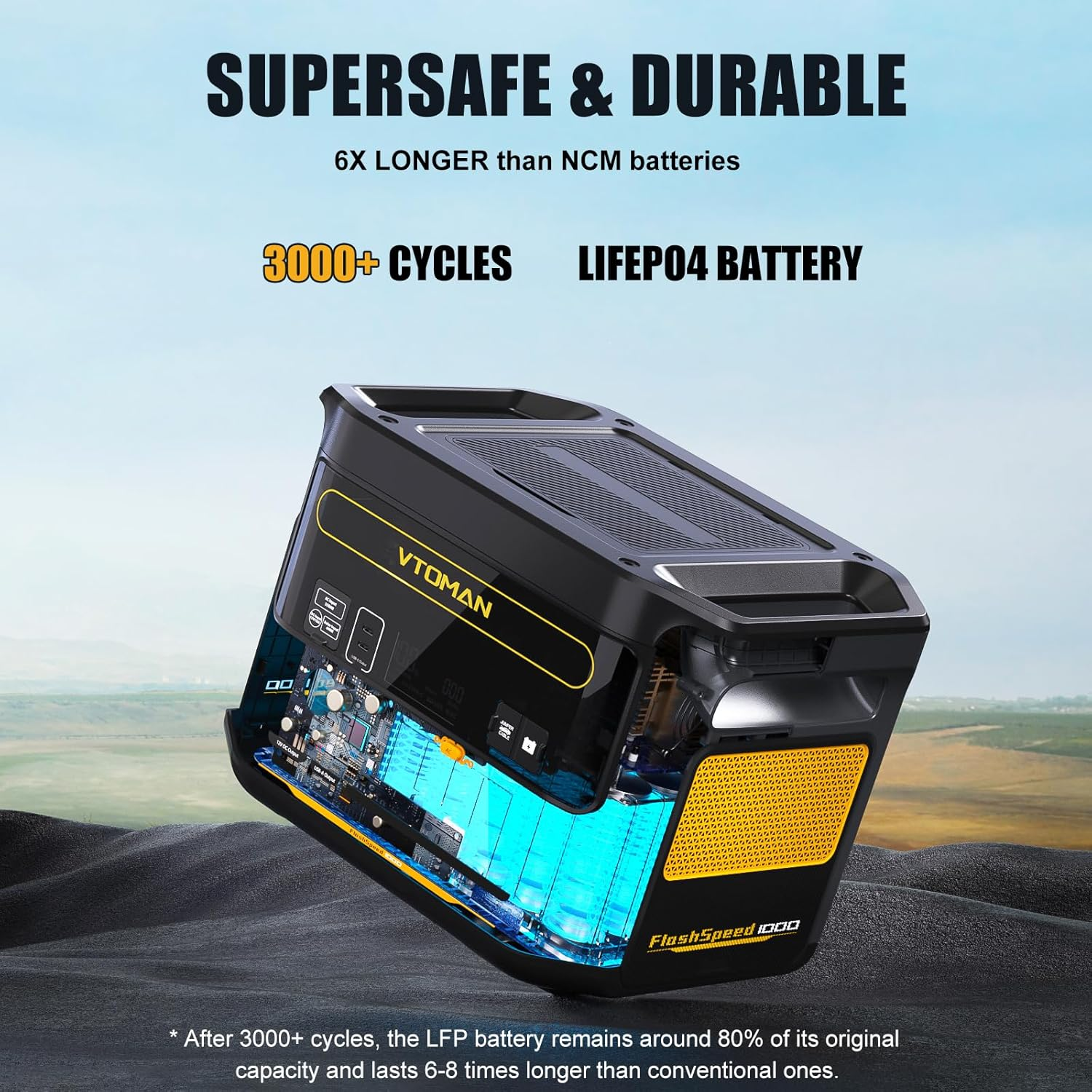 VTOMAN Flashspeed 1000 Portable Power Station 1000W (2000W Peak), 828Wh Powered Solar Generator with AC/USB/DC Output Ports, for Camping, Fishing, RV, Recharge 0-80% within 1H image number 2