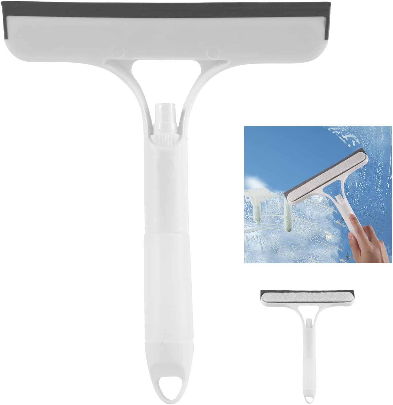 3 in 1 Window Cleaning Scraper with Spray Bottle, Multifunctional Glass Scraper Mirror Squeegee Window Cleaning Tool for Home Kitchen Car Windshield (White) image number 4