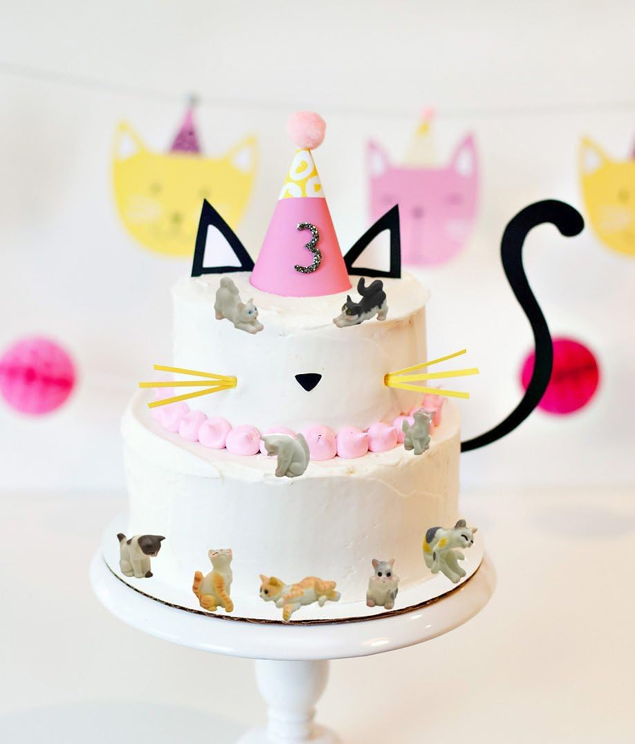 Pinenjoy 12Pcs Realistic Miniature Cat Figurines Mini Kitty Characters Figures Cute Resin Cake Topper for DIY Easter Eggs Christmas Birthday Gift School Project Landscape Bonsai Craft Decor image number 2