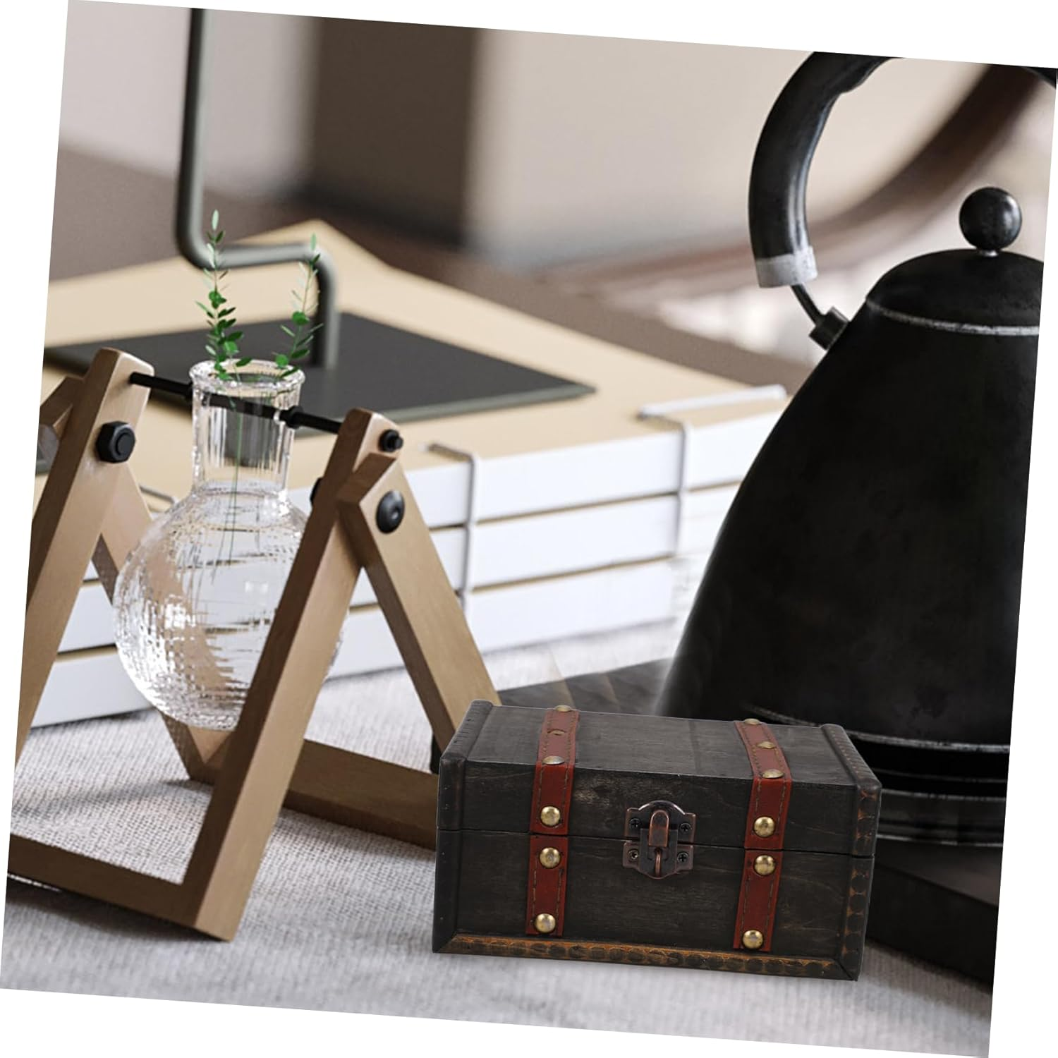 Retro Storage Box Vintage Wooden Treasure Chest Decorative Organizer for Home Decor and Keepsake Storage for Displaying Collectibles image number 5