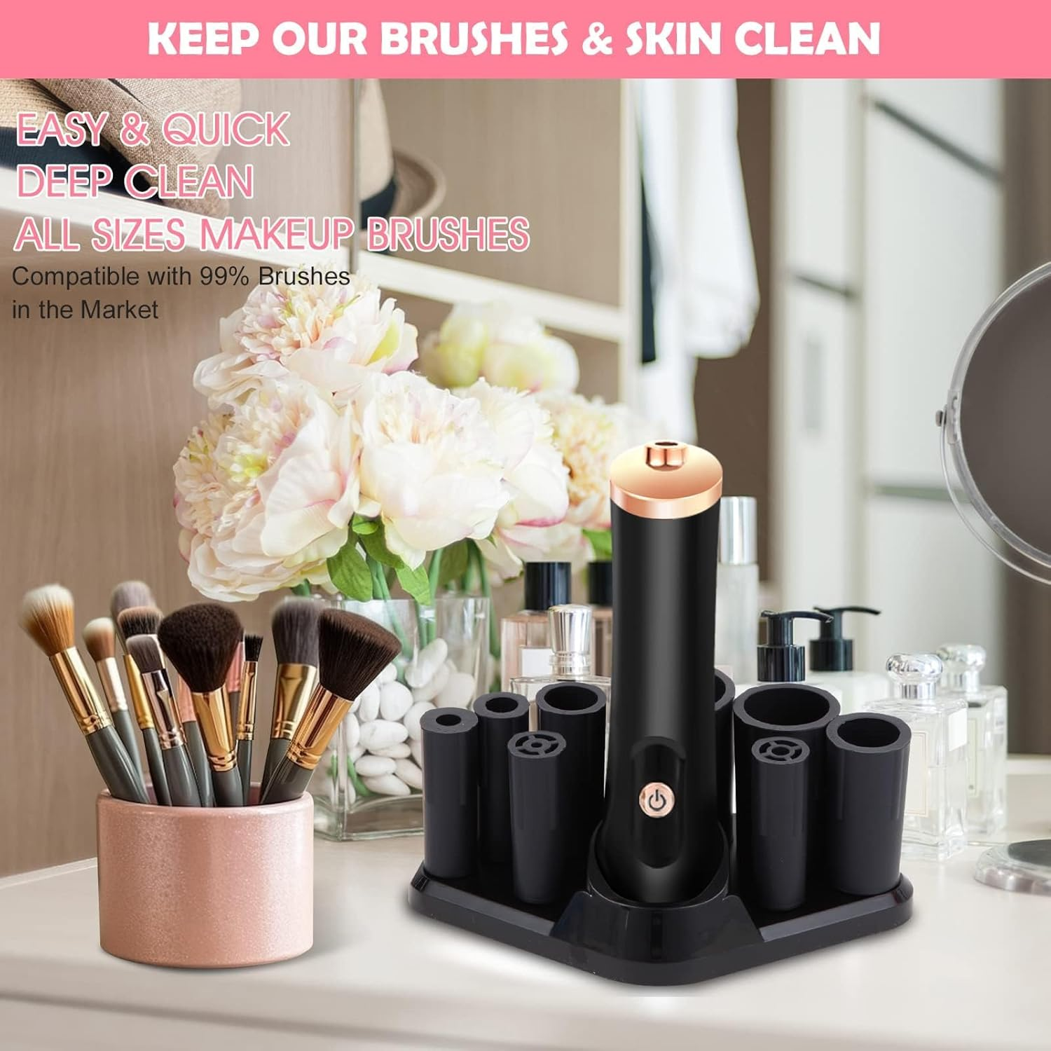 YBVABE Makeup Brush Cleaner and Dryer - USB Rechargeable Electric Makeup Brushes Cleaner Machine - Fast Drying and Efficient Brush Cleaner for Makeup Brushes image number 3
