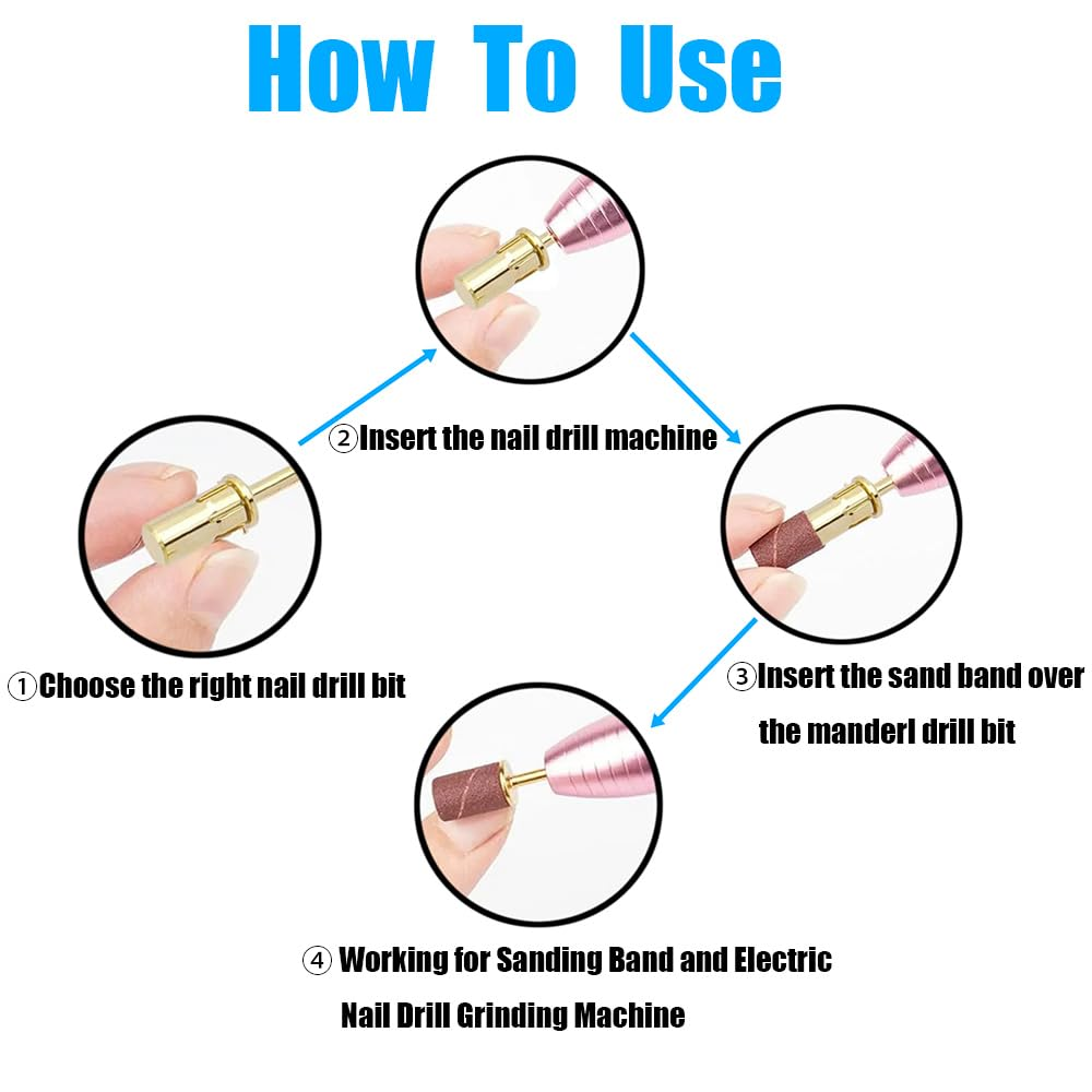 Yakamoz 2Pcs Nail Sanding Bands Mandrel Bit, 2.35Mm Shank Easy-Off Nail Drill Mandrel Bits for Sanding Band and Electric Nail Drill Grinding Machine image number 5