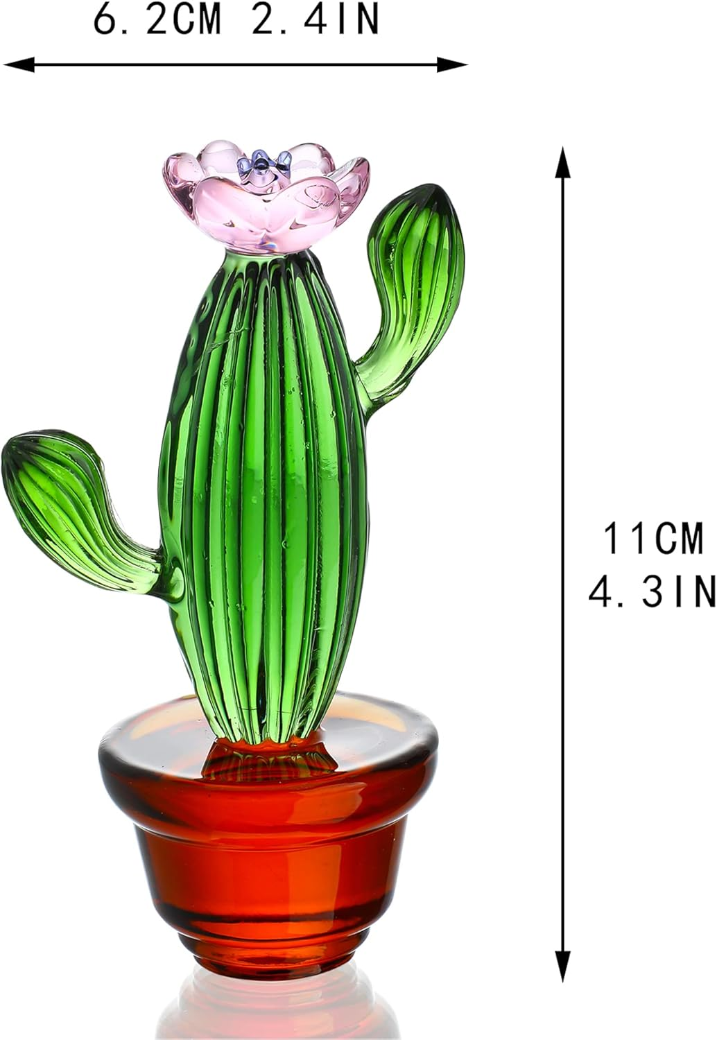 4.3Inch Handmade Blown Glass Art Cactus Figurine Crystal Cactus Decor Ornaments Collectibles Glass Home Tabletop Simulation Plants Decoration Ornaments Gift for Mum Women - Grapes-B image number 4