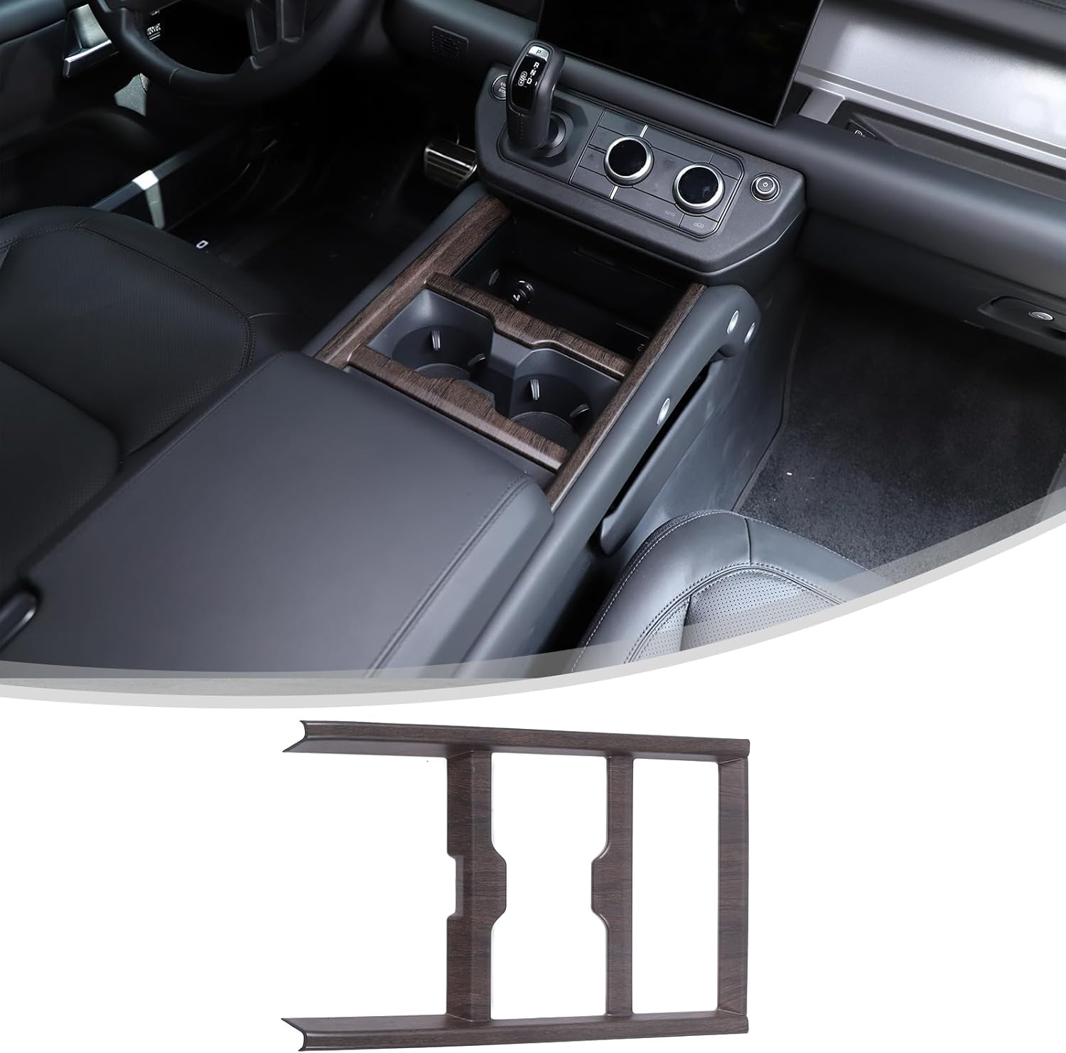 PIUGILH Center Consoles Cup Holder Panel Cover Trim Interior Decoration Mouldings Accessories Compatible with Land Rover Defender 90 110 130 2025 2026 (Matte Black)