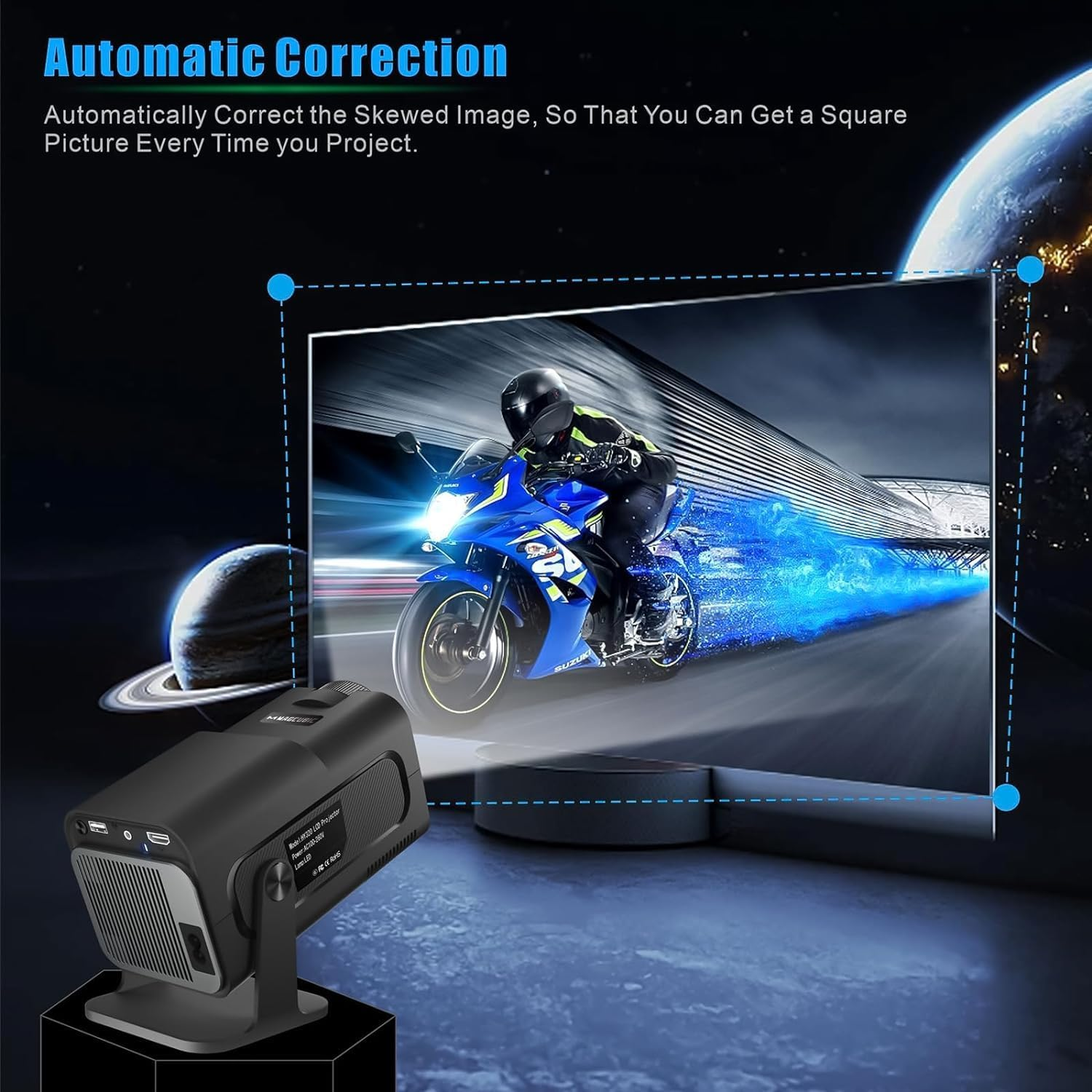 HY320 Projector - with Android 11, Smart Projector 1080P Full HD 4K Support, Outdoor Projector Wifi 6 BT 5.0 180&deg;Rotatable Projector for Phone/Laptop/Tv - Black image number 6