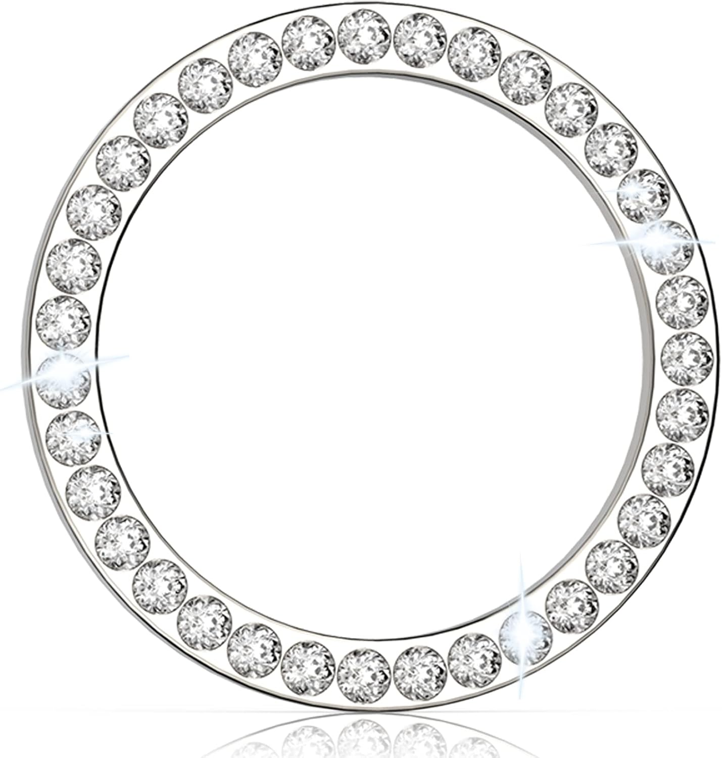 Anourney Silver Bling Crystal Rhinestone Car Engine Ignition Button Ring, Emblem Sticker, Girly Car Interior Accessory Decoration for Push to Start Button Cover, AC Control Knob,Car Shift Cover&hellip; image number 6