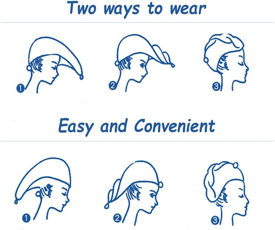 Kawaii Microfiber Hair Towel for Women, Super Absorbent Hair Shower Cap for Long Hair, Quick Dry Towel Wrap with Botton of Cute Hairbands for Women Girls Bath Accessories(White) image number 3