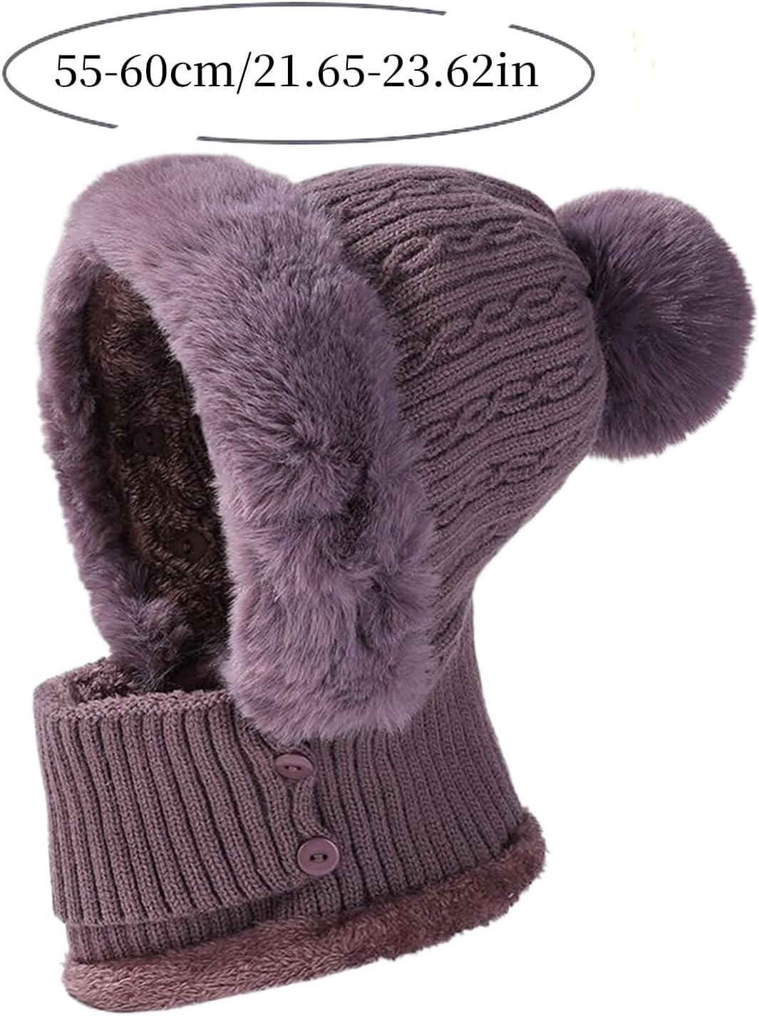 Winter Hats for Women,Knitted Face Cover - Winter Hat with Scarf | for Lady Grandma Mother Traveling Hiking Cycling Skiing Snowboarding Biking