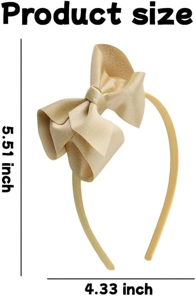Christmas Big Bow Headband for Girls Gold Bow Hair Accessories Bowknot Gold Headband Large Bow Hair Band for Girls Kids Ribbon Hair Hoop Gold Bows for Girls Hair Cute Christmas Headband Bows for Girls image number 3