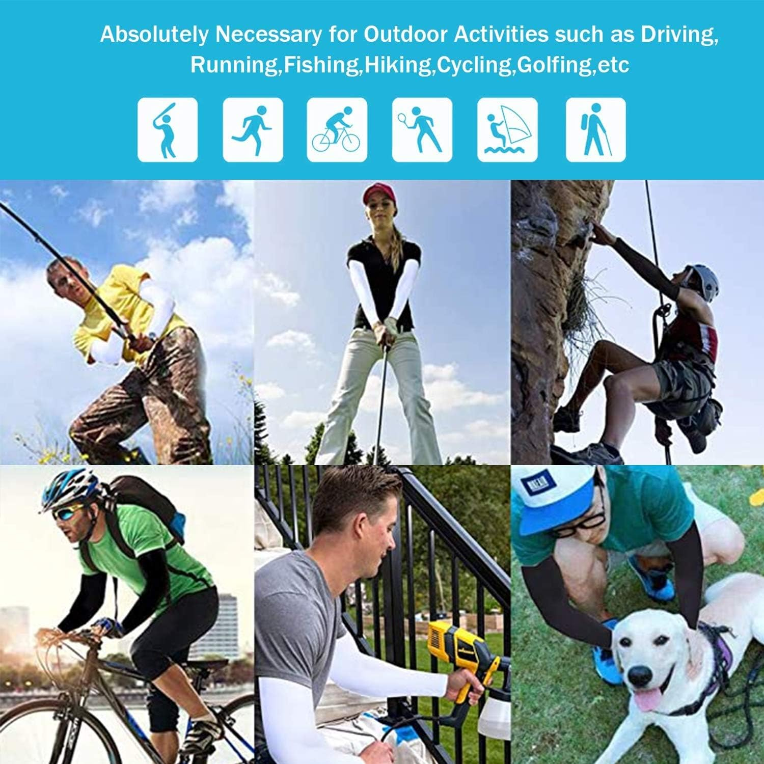 UV Protection Cooling Arm Sleeves - UPF 50 Compression Arm Sleeves for Men/Women/Students for Elbow Brace, Baseball, Basketball, Football, Cycling Sports image number 6