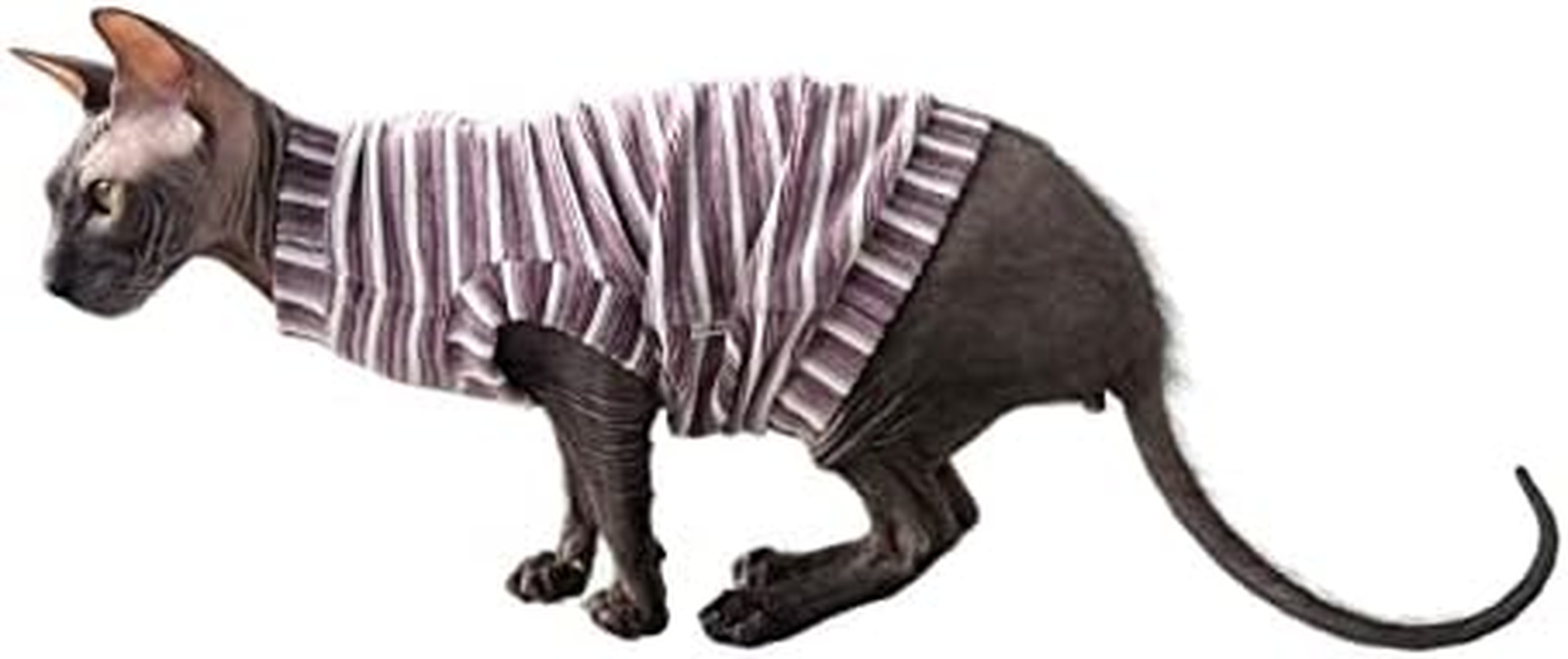 Kotomoda Hairless Cat'S T-Shirt Corduroy Mauve Stripes for Sphynx Cat (Large) image number 5