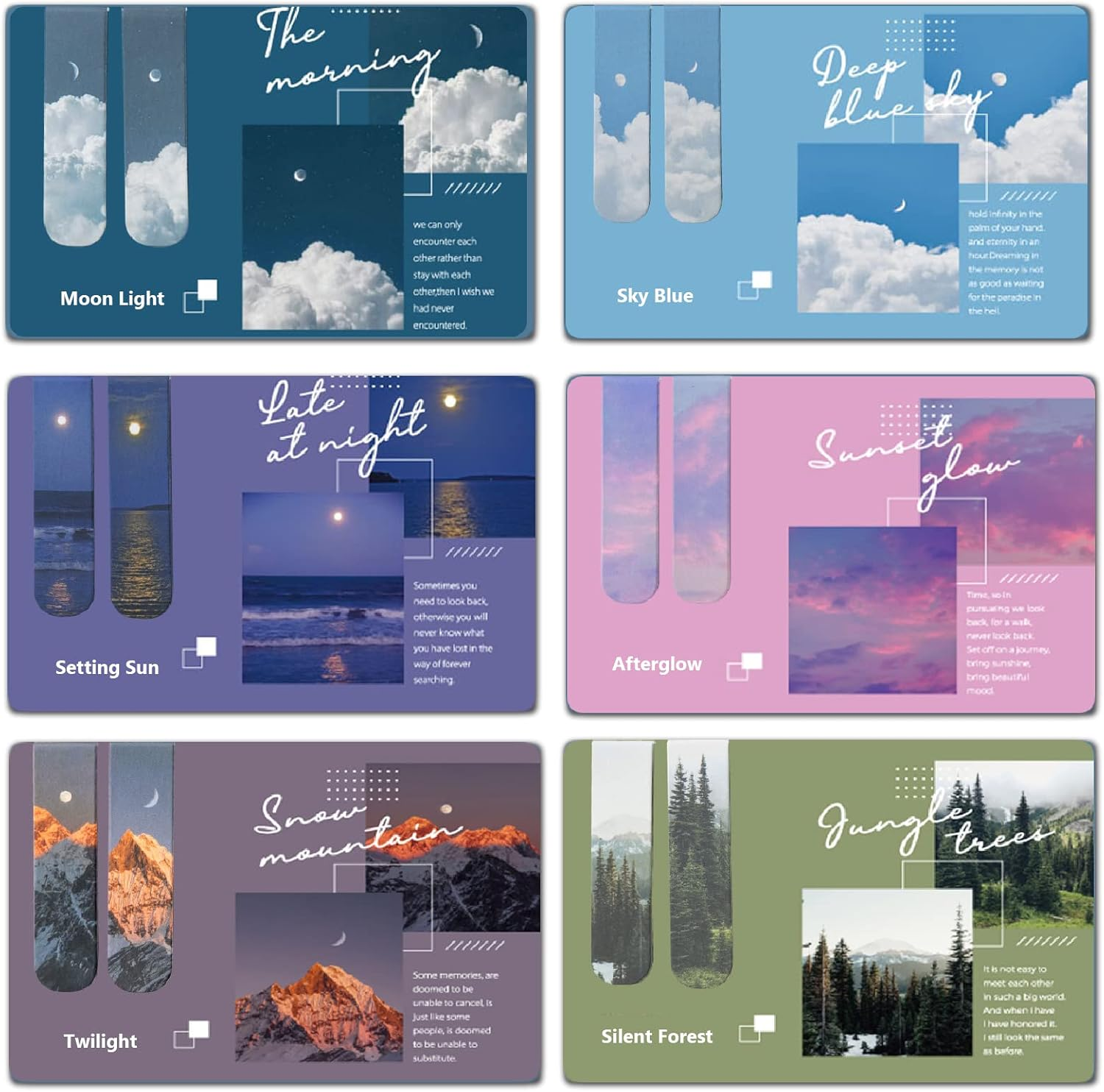 DEARART Lucky Cats Bookmark Three Picture (Six Pcs) Bookmarks Page Markers Book Markers Cute Bookmarks for Women Teacher Gifts, Set-2