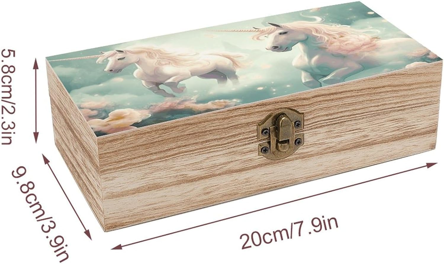 Unicorns Wooden Box Wood Wedding Keepsake Boxes with Lids Small Decorative Boxes Lightweight Wooden Memory Storage Box for Crafts Keepsakes Jewelry Photo Letter Storage image number 5
