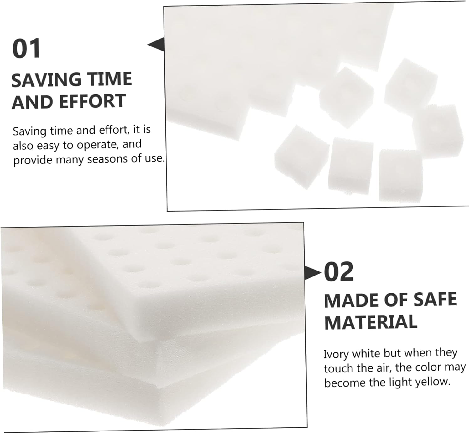 FONDOTIN Hydroponic Sponge Seedling Blocks for Soilless Cultivation, 3 Sheets with 300 White Moisturized Cubes, Vegetable Planting Tray for Balcony and Indoor Gardening image number 1