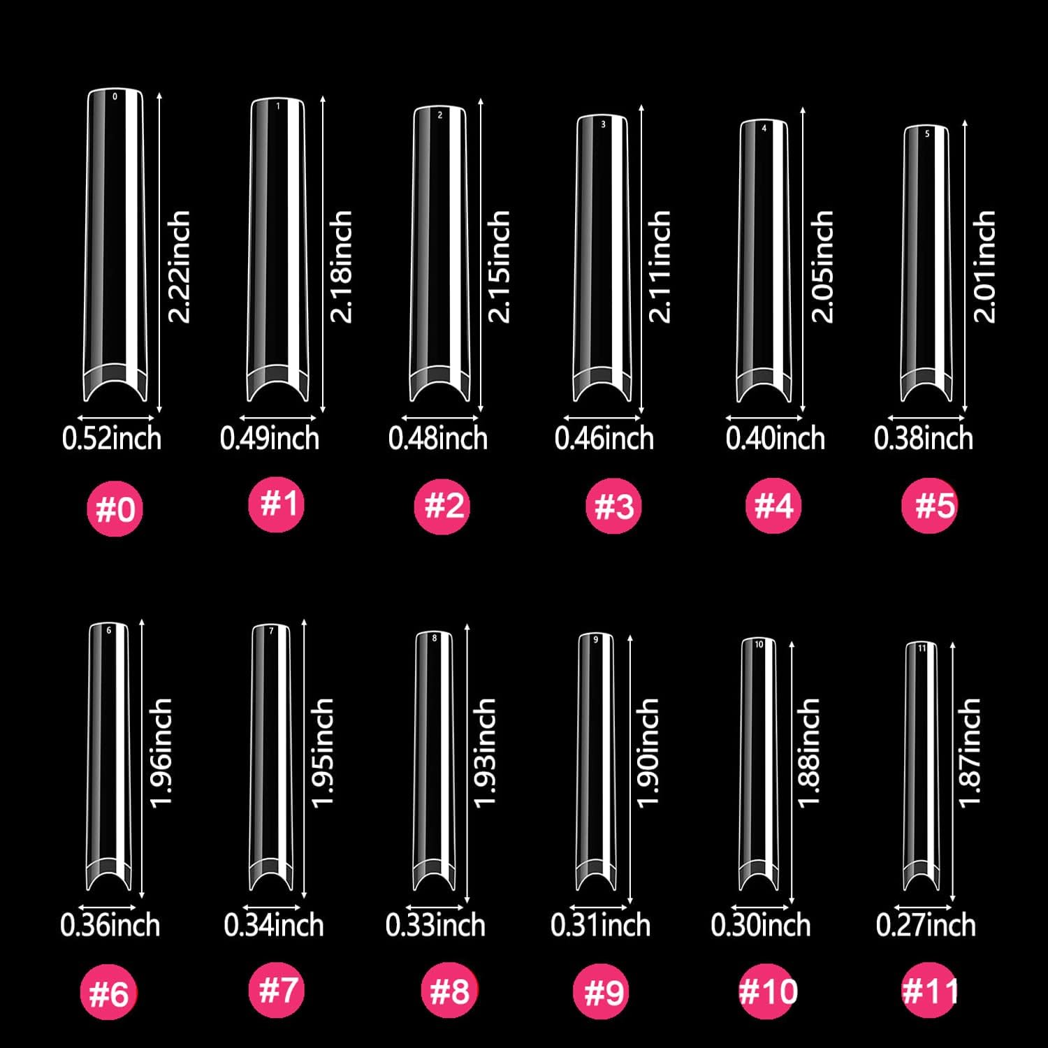 No C Curve 3XL Long Square Nail Tips for Acrylic Nails Professional, SWETIDY 360PCS Clear Straight Flattened Half Cover False Nails Tips with Case for Nail Salons and Home DIY, 12 Sizes image number 6