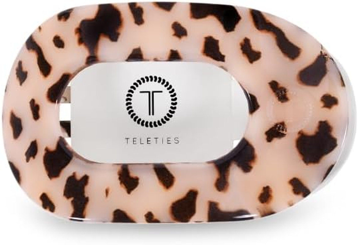 TELETIES - Medium Flat round Clip - Strong Grip, Bendable Teeth, Comfortable Curved Design - Ideal for Medium-Thick Hair - for All Hair Textures - Blonde Tortoise image number 1