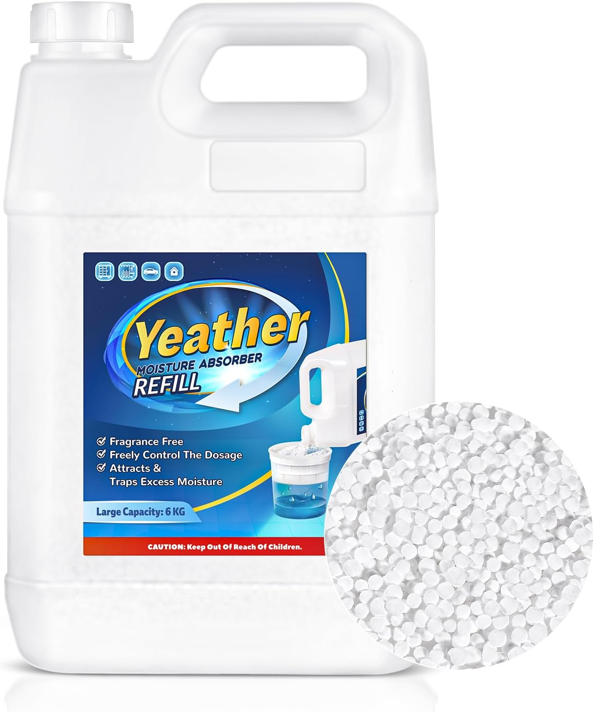 YEATHER 6 Kg Moisture Absorber Super Refill Fragrance Free (13 LBS), Moisture Absorber for Closet Bathroom, Wardrobes, Kitchen, Laundry image number 6