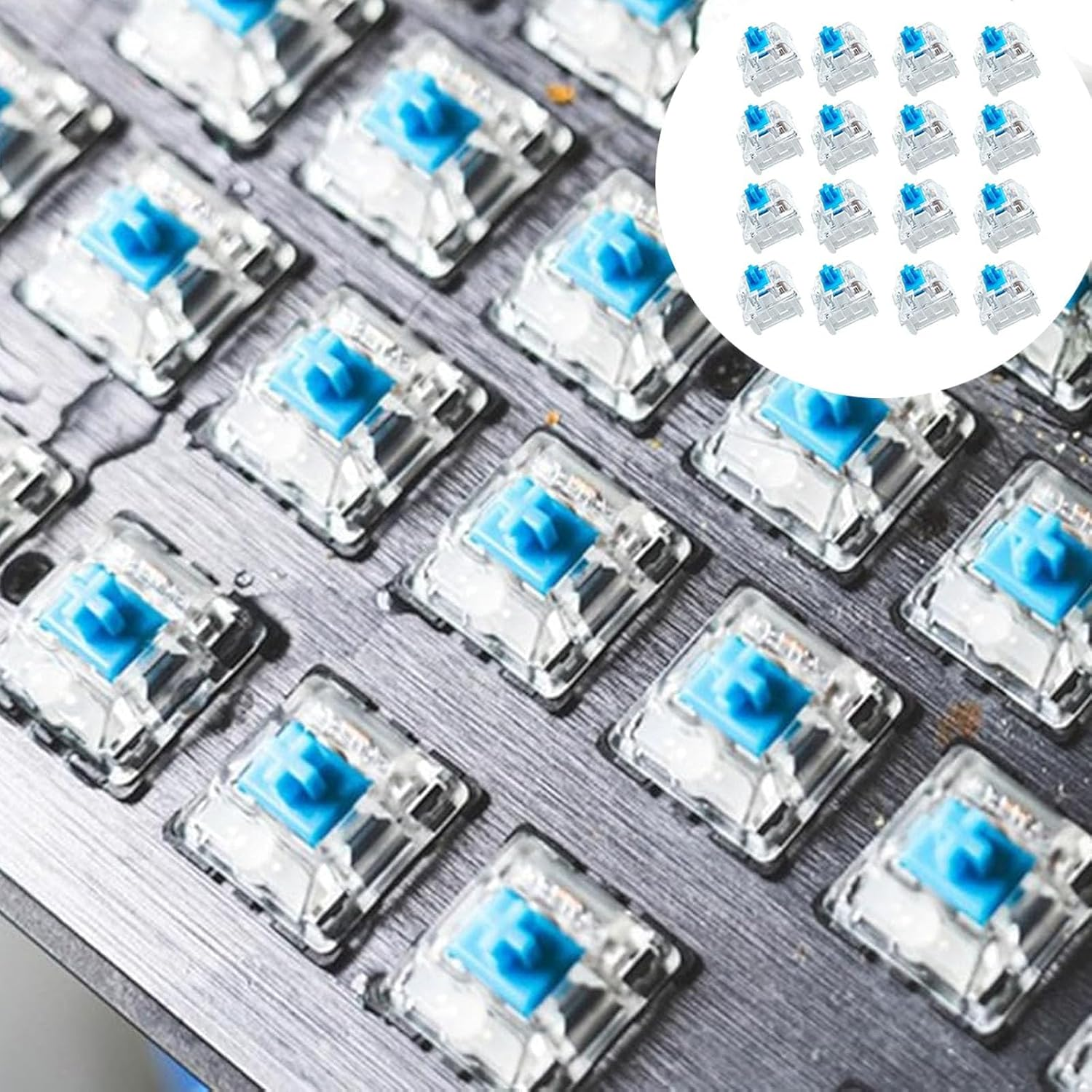 20 PCS Blue Switch Replacement 3 PIN Blue Mechanical Keyboard Dustproof Keyboard Switch, Switches Clicky Accurate Typing for Mechanical Gaming Keyboard image number 5