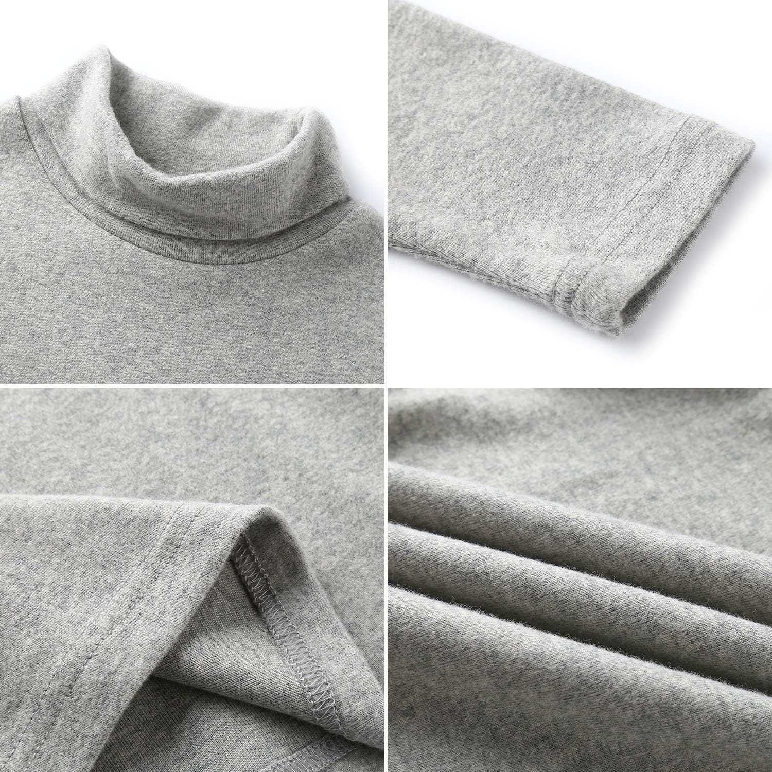 CUNYI Boys Girls Turtleneck Long Sleeve Soft Cotton T-Shirts Solid Color Warm Tee Tops image number 5