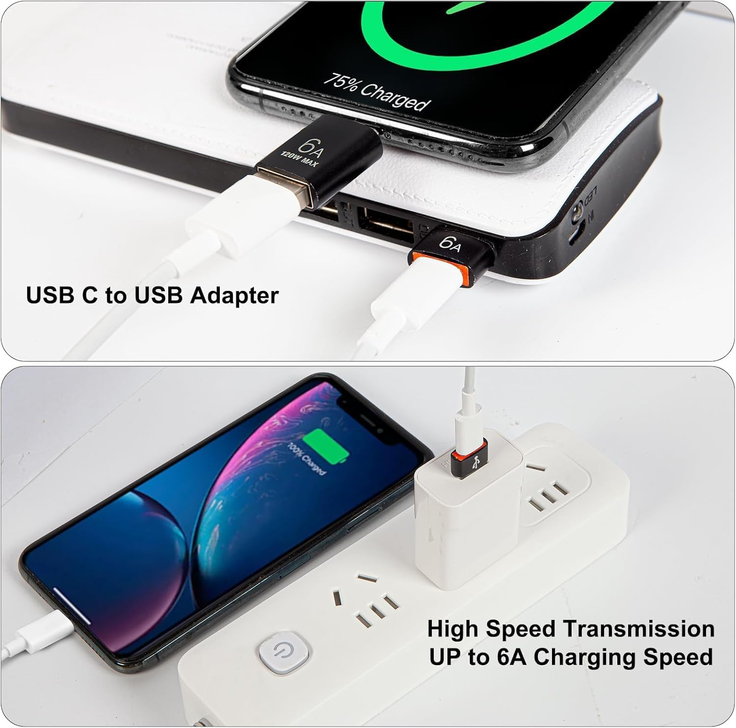 USB C to USB Adapter,Usb a 3.0 Female to Type C Male Adapter X2, USB-C Female to USB Male Adapter X2, Compatible with Mac-Book, Phone 15, Sam-Sung Galaxy, Smartphones, Tablets, Laptops 4 Pack image number 3