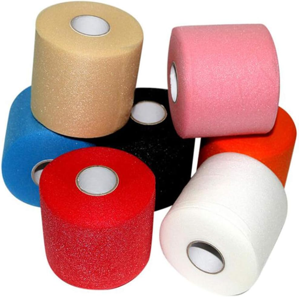 OBTANIM 4 Rolls Foam Underwrap Bandage Pre-Wrap Sports Tape for Athletic Elbow Knees Ankles, Latex Free (Skin Color, Black, Blue, Red) image number 1