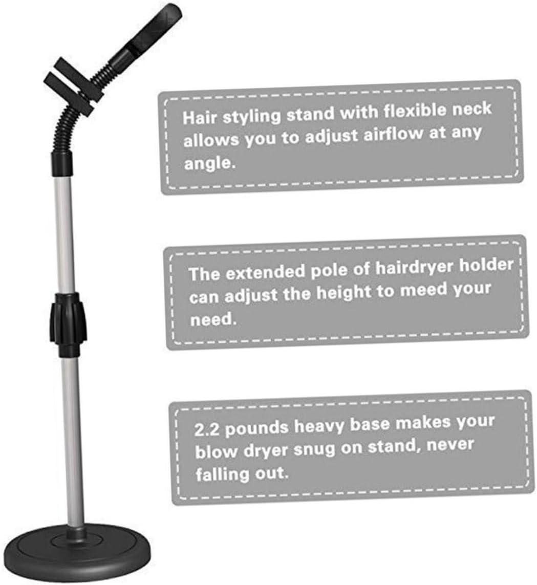 Healvian 360Degree Hair Dryer Holder Rotating Lazy Hair Dryer Stand Suction Cup for Table image number 2