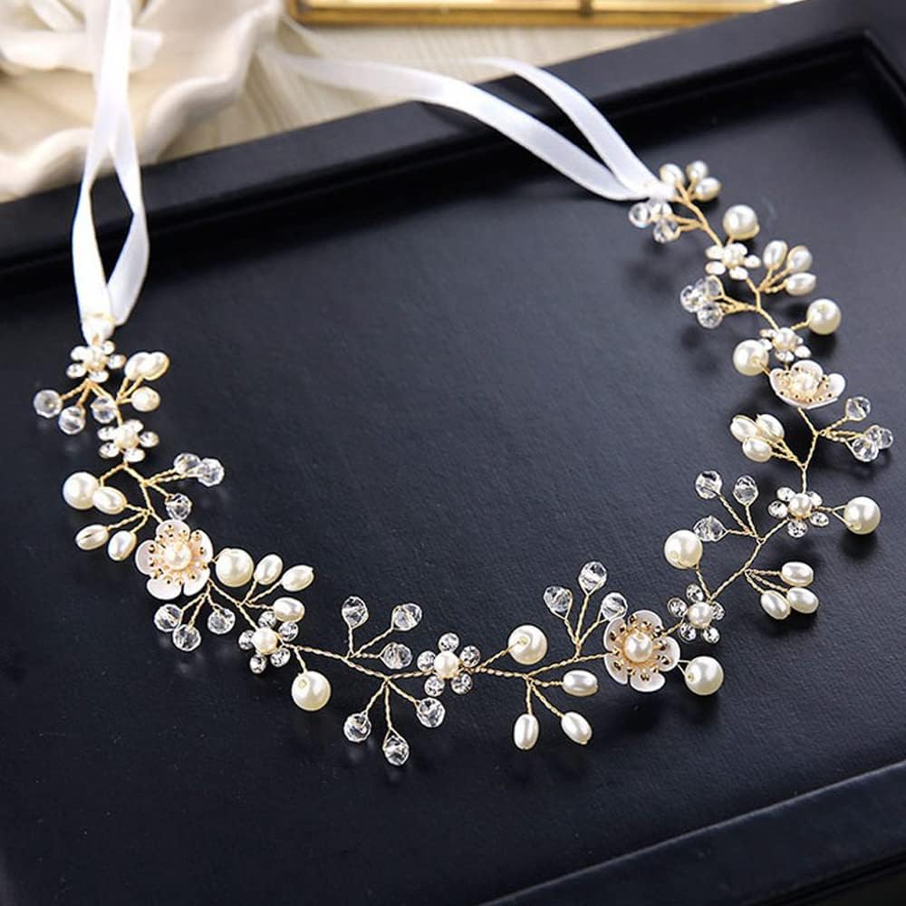 Wedding Hair Accessories for Kids, Flower Girl Headpiece Flower Girl Headband White Flower Headband Pearl Hair Dress for Girl Cute Bridal Wedding Hair Band image number 3