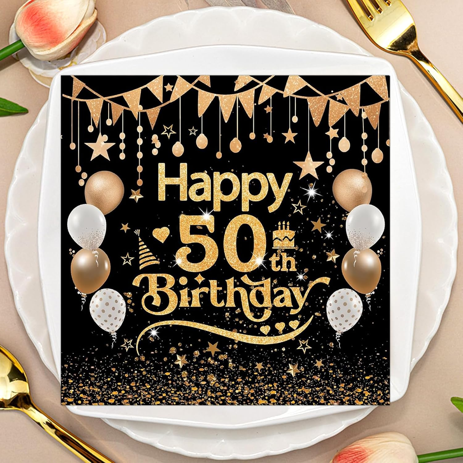24PCS Black Gold 80Th Birthday Paper Napkins 13X13Inch 2-Ply 80 Th Disposable Paper Birthday Napkins Serviettes Table Decorations Dinner Paper Napkins for Men Women 80 Th Birth Decoration (80Th)