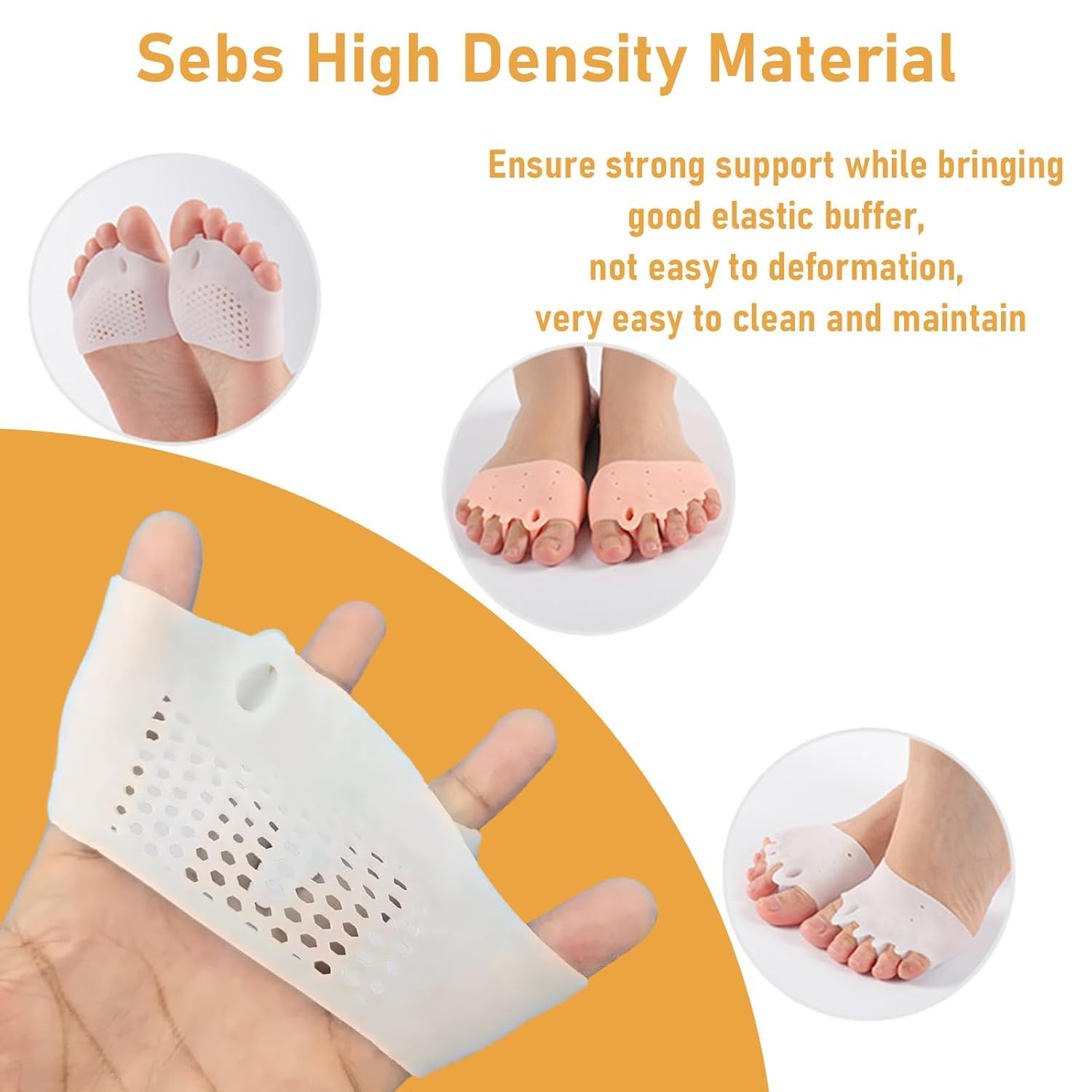 Silicone Toe Separators with 2 Pairs Toe Socks for Women, Toe Straightener, Yoga Toes Toe Separators for Overlapping Toes to Foot Pressure Relief (2Pairs Toe Separators + 2Pairs Toe Socks) image number 5