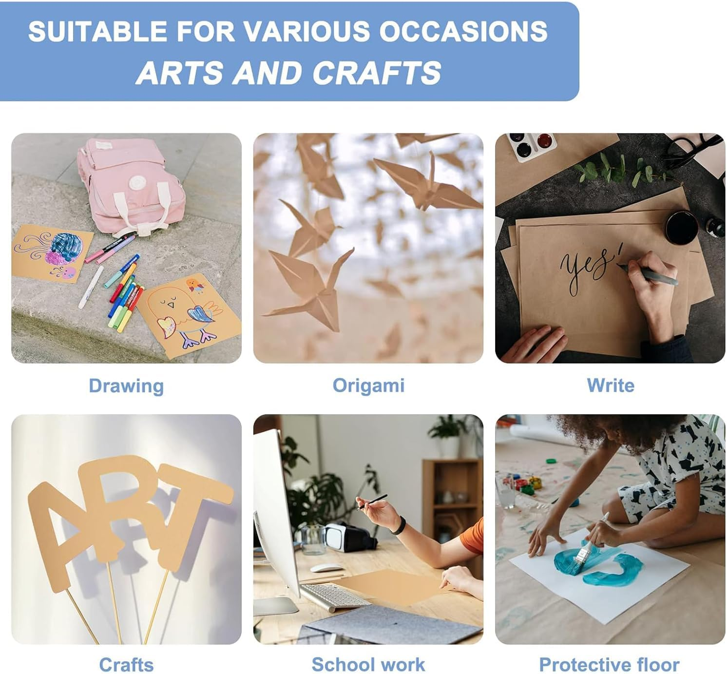 Xinghonyac Brown Wrapping Paper, Brown Kraft Paper Roll, Kraft Gift Wrapping Paper for Bouquets, Arts & Crafts, Tablecloths, Posters, Packaging,Transportation, Moving (30Cm X 10M) image number 2