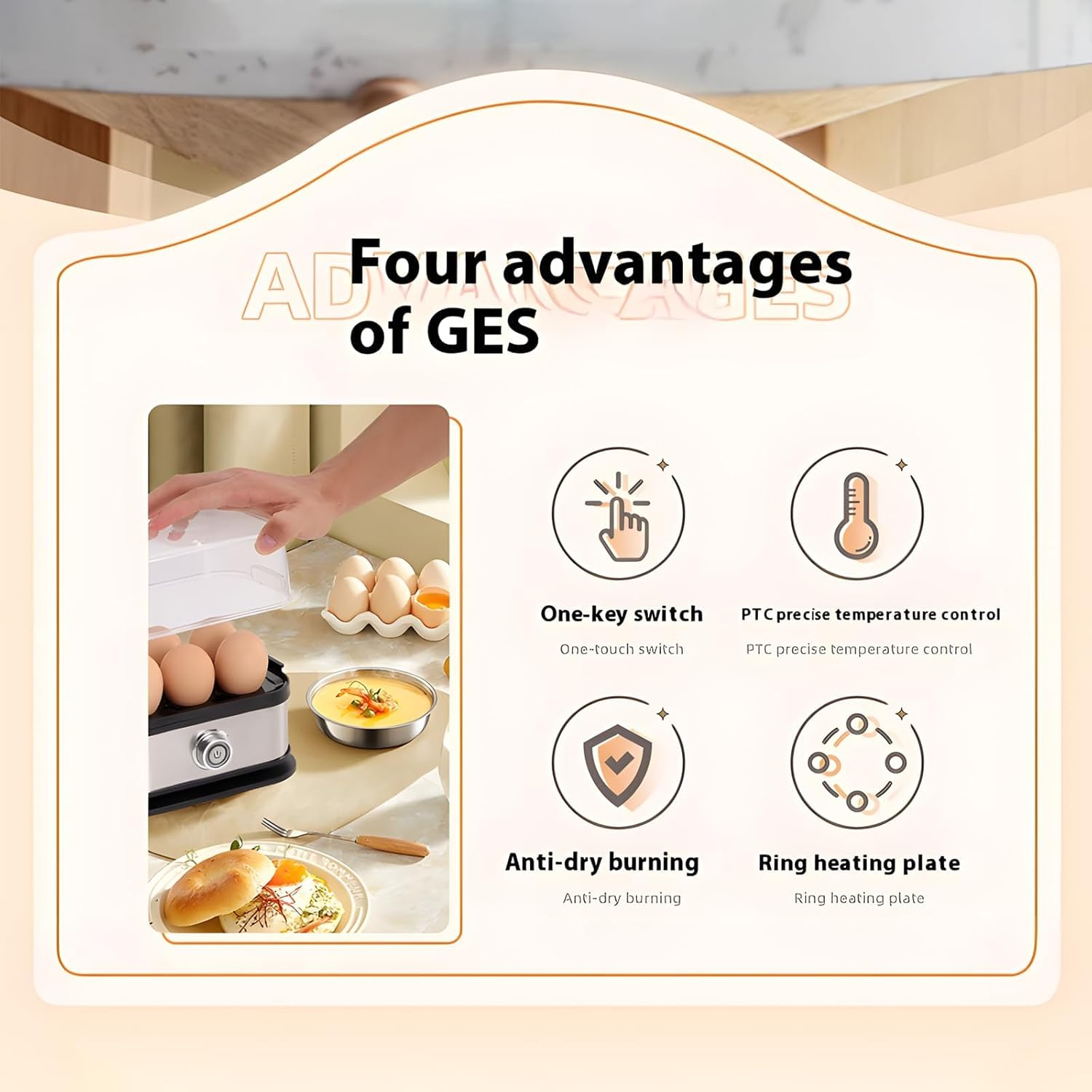 Egg Cooker Electric, 6 Eggs Capacity with Auto Shut-Off, Stainless Steel Egg Boiler, Small Kitchen Appliances Food Steamer with Water Measuring Cup, BPA Free, Easy to Clean image number 5