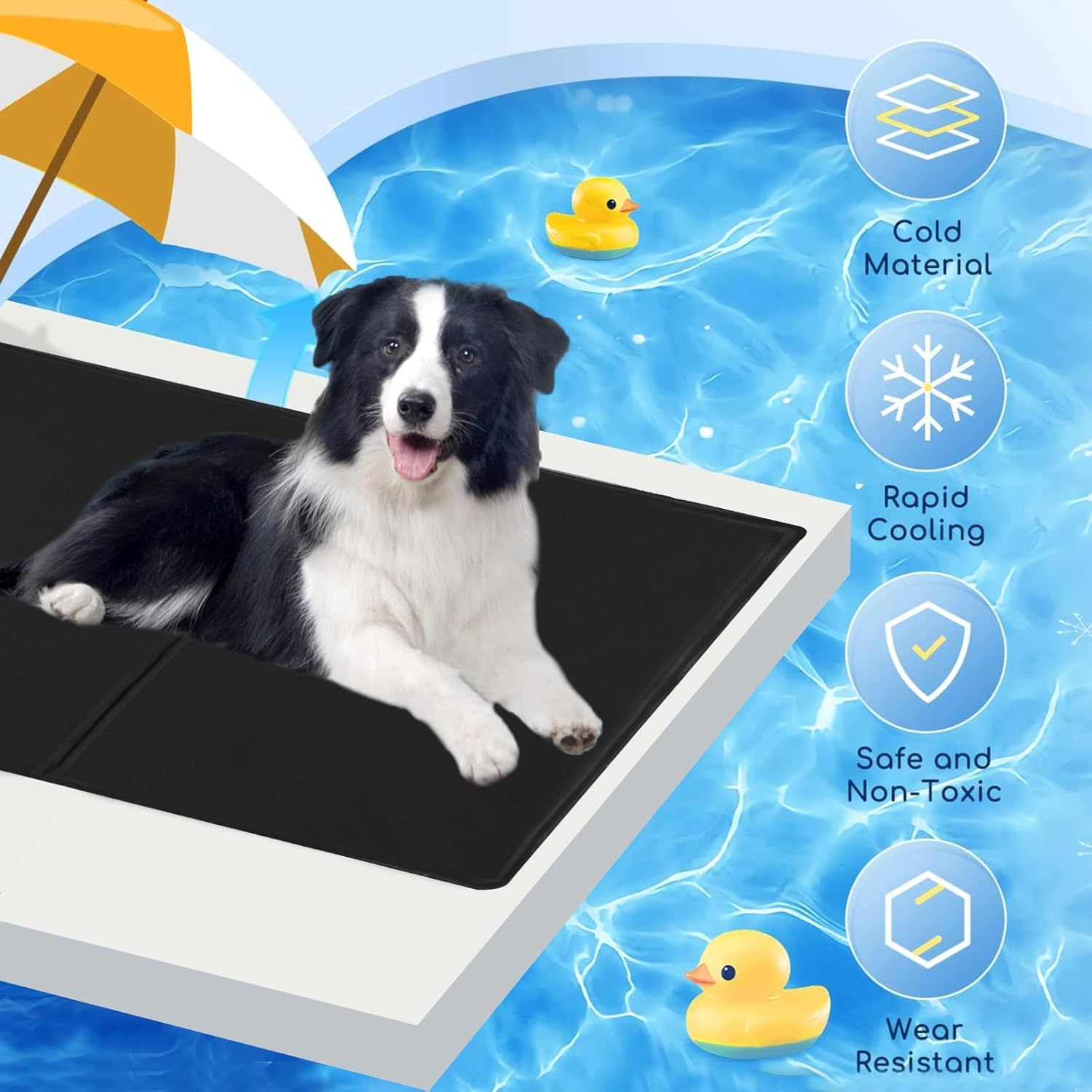 Dog Cooling Mat, Cooling Mat for Dogs and Cats, Dog Cooling Mat for Summer, Dog Cooling Mat, Self-Cooling Cushion with Non-Toxic Gel, Pets Cooling Dog Mat (Black, 50 X 40 Cm)