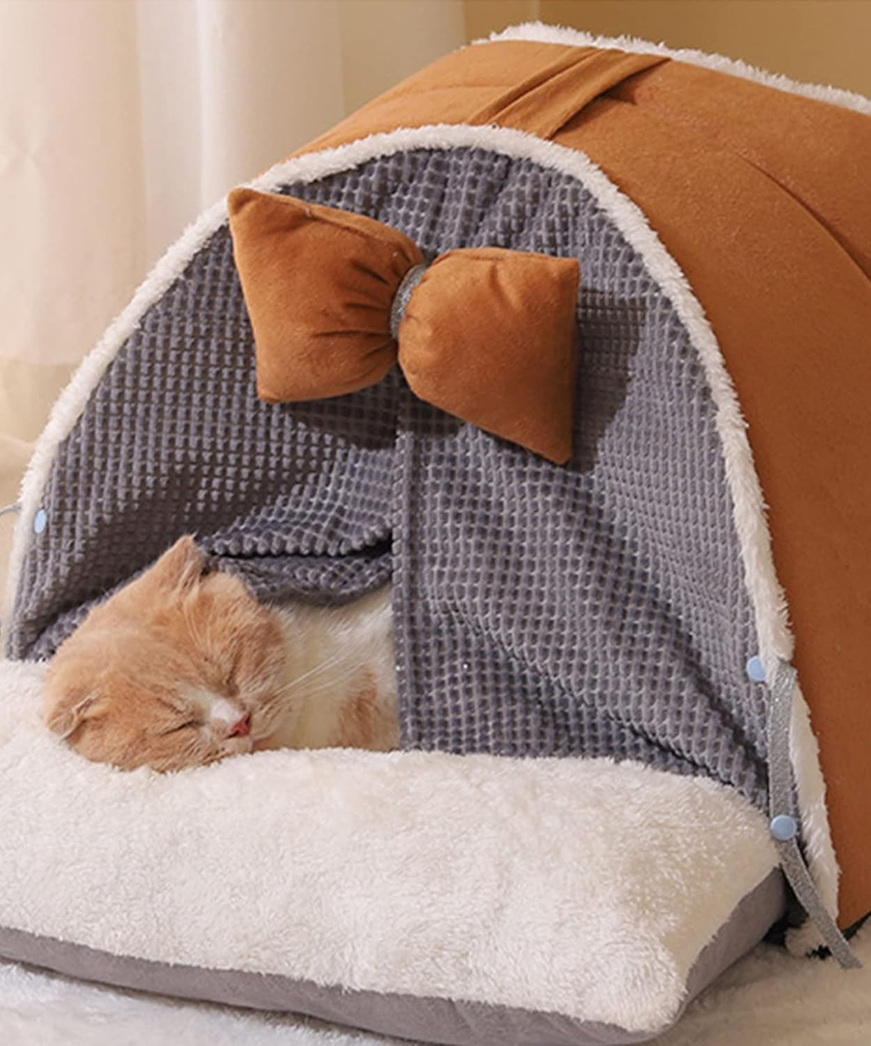 Pet Bed, for Cats and Dogs, Cats, Pet Bed, Stylish, Tent Shape, Fluffy, Pet Sofa, Cute, for Cats, Dogs, Mat, Soft, Fluffy, Choco, M