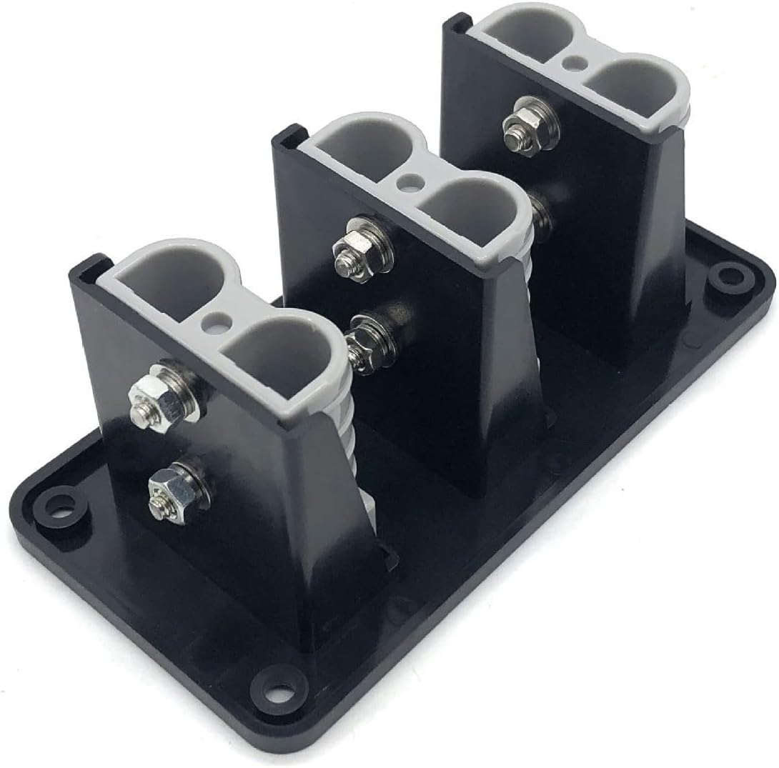 Triple 50A Anderson Plug Flush Mount Black Bracket, Vertical Wall Installation, Heavy-Duty Power Distribution System image number 3
