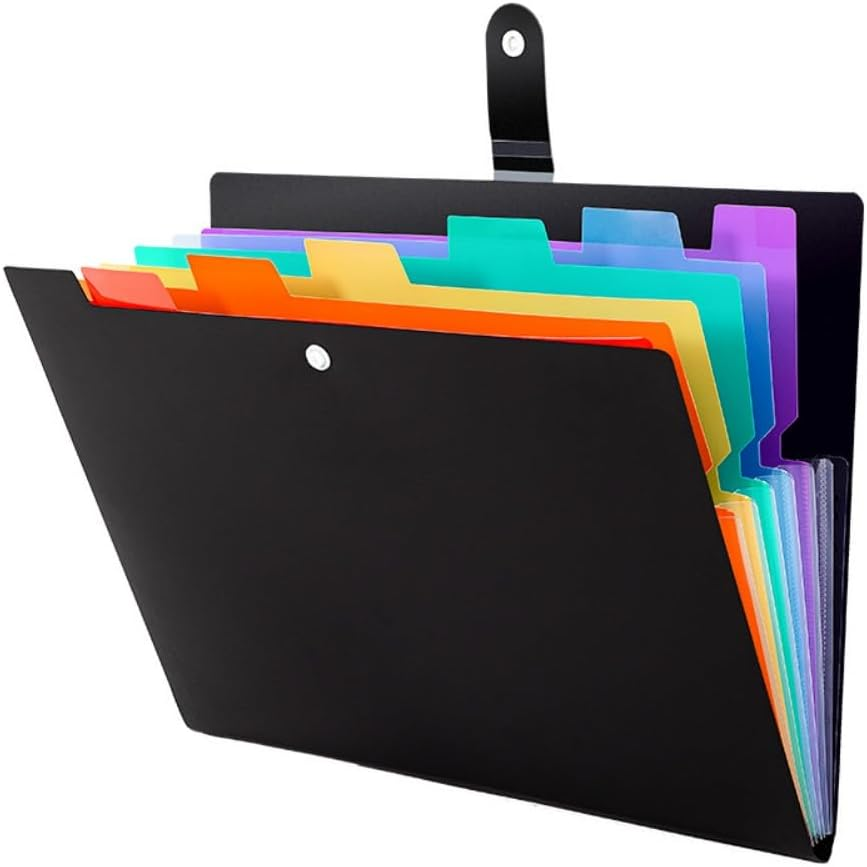 DACUAN Expanding File Folders Organizer, 7 Pocket Folders for Documents, Plastic Expandable File Folder, Accordion File Folders with Labels, A4 Paper Document Organizer for Home School Office (Black) image number 2