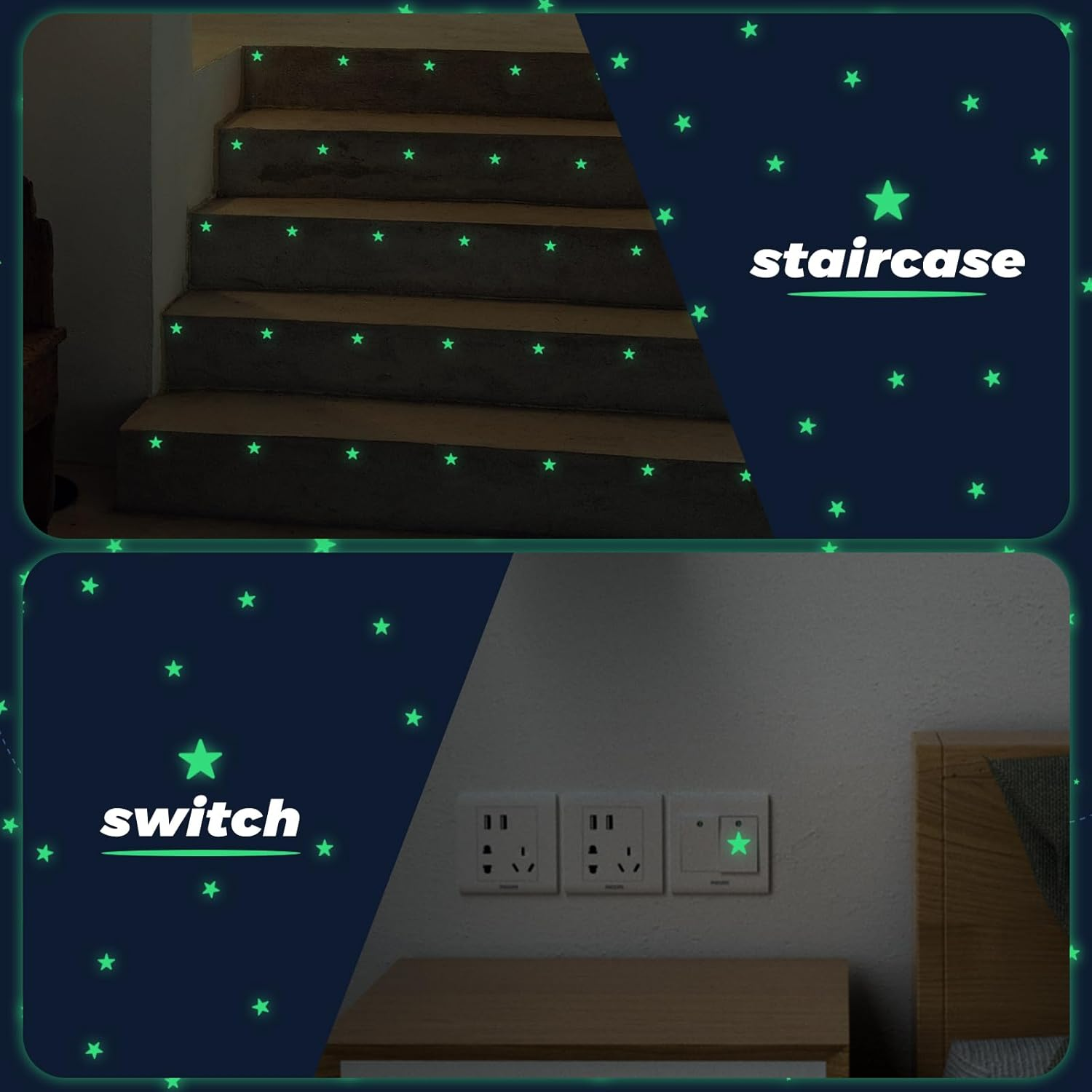 YIIFELL Glow in the Dark Stars Stickers for Ceiling, 514Pcs 3D Room Wall Decor Ceiling Stars Glow in the Dark Star Stickers Glow in the Dark Wall Decals for Kids Bedding Room or Party Birthday Gift image number 2