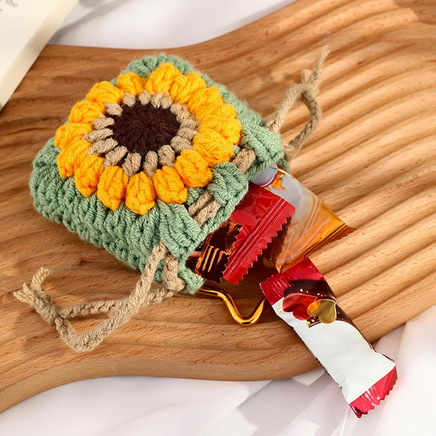 Wjnflqn Coin Bag Key Ring - Sunflower Key Ring | Secure Protective Bag for Cards and Keys When Travelling School Handbag image number 5