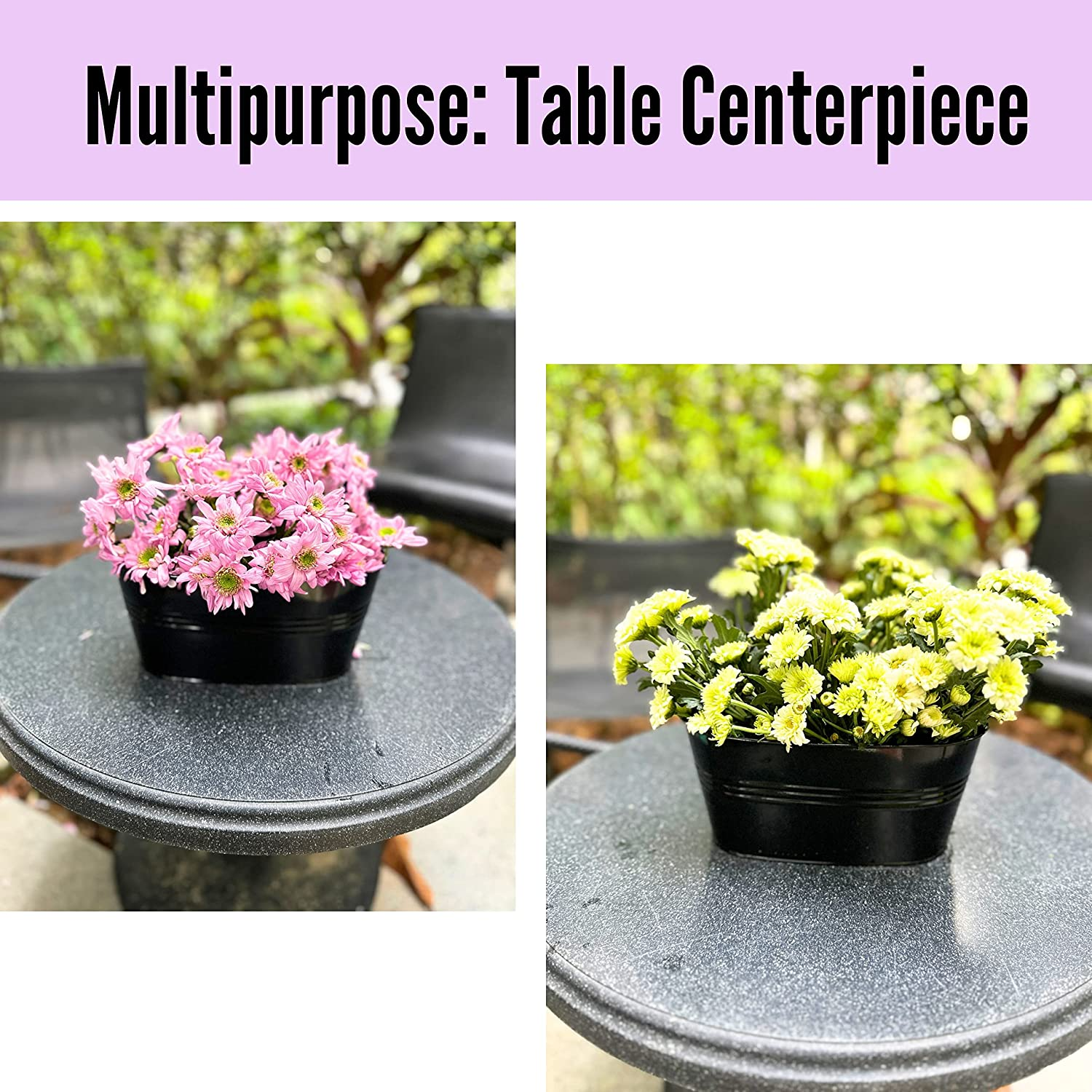 Lalagreen Outdoor Rail Planter (4 Pack, 11.8 Inch) Black Metal Iron Hanging Flower Pots Deck Railings Fence Buckets Modern Countryside Boho Style Wall Mount Window Box Plant Holder Hooks Porch Decor image number 5