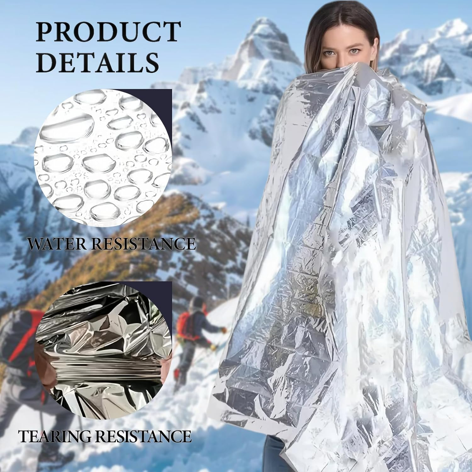 Rescue Blankets, Emergency Blanket, Emergency Thermal Blankets, Survival Reflectivethermal First Aid Foil Blanket for Camping and Emergency Ideal for Outdoors, Survival, Hiking, First Aid (6) image number 4