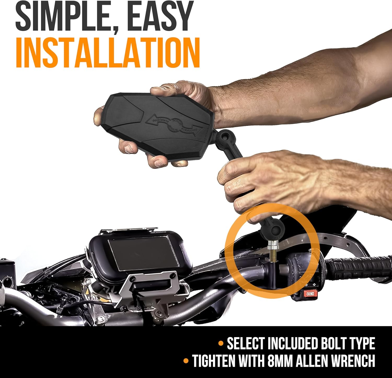 Doubletake Adventure 6" Mirror Kit 2.0, Universal Fit Folding Motorcycle Mirrors, Guaranteed for Life. image number 6