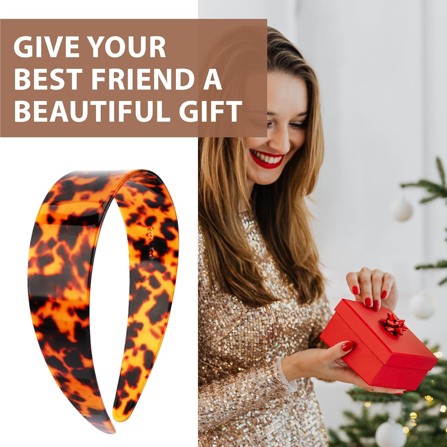 Auroriel Tortoise Shell Hair Comb Headband Wide Leopard Pattern Acetate Hairband for Women No Slipping Headache Pressure Comfortable Headbands