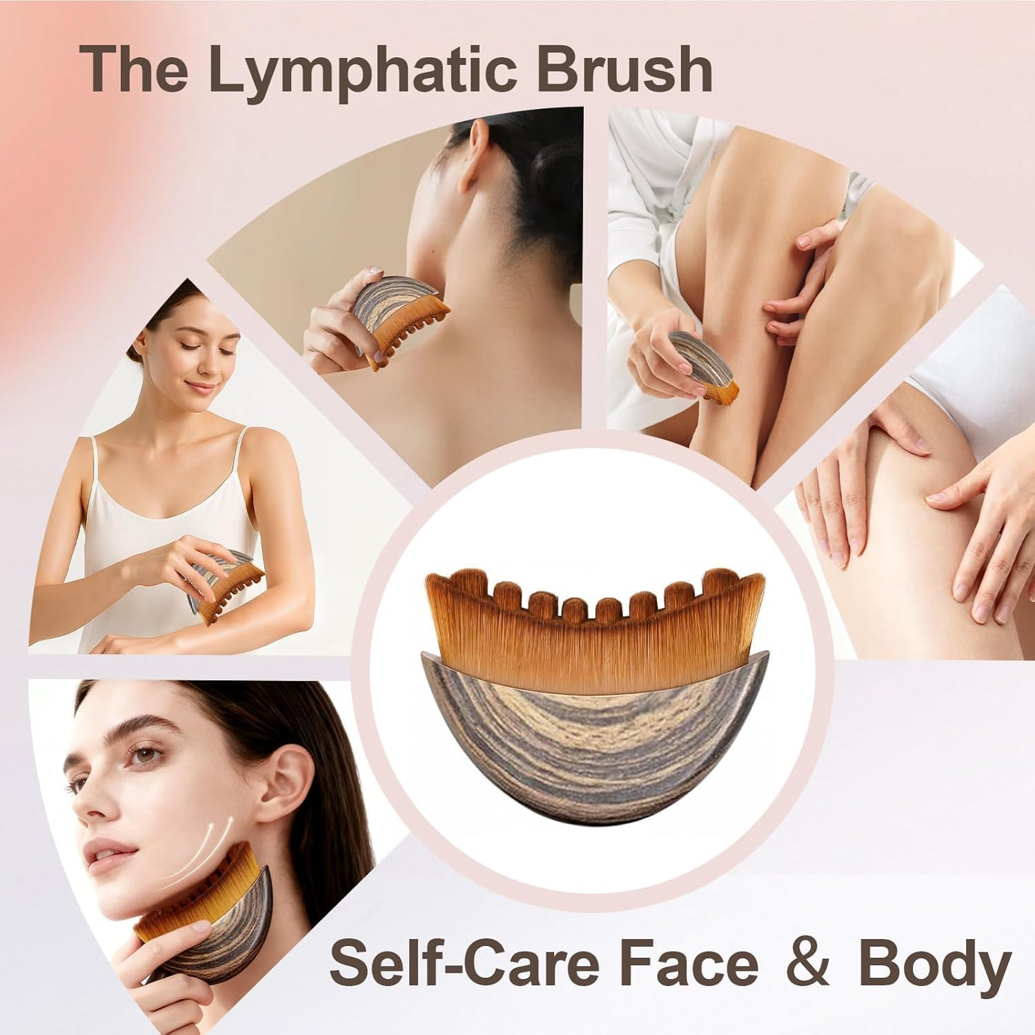 Aymxcls Lymphatic Contour Face Brush, Manual Lymphatic Drainage Massager, Natural Makeup Brushes with Durable Soft Bristles, Hypoallergenic Ergonomic Facial Cleansing Brush for Sculpting image number 1